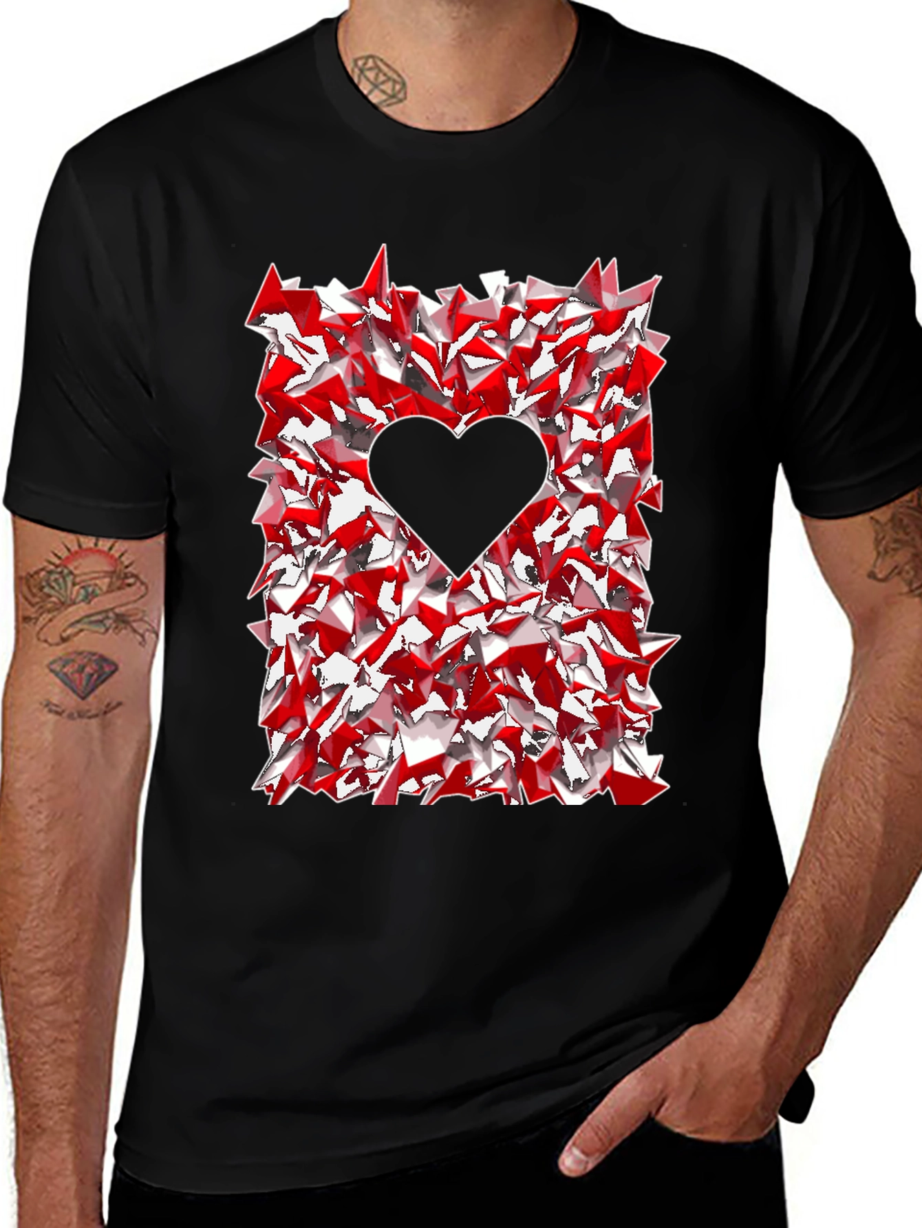 Abstract Heart Graphic Tee - Modern Style