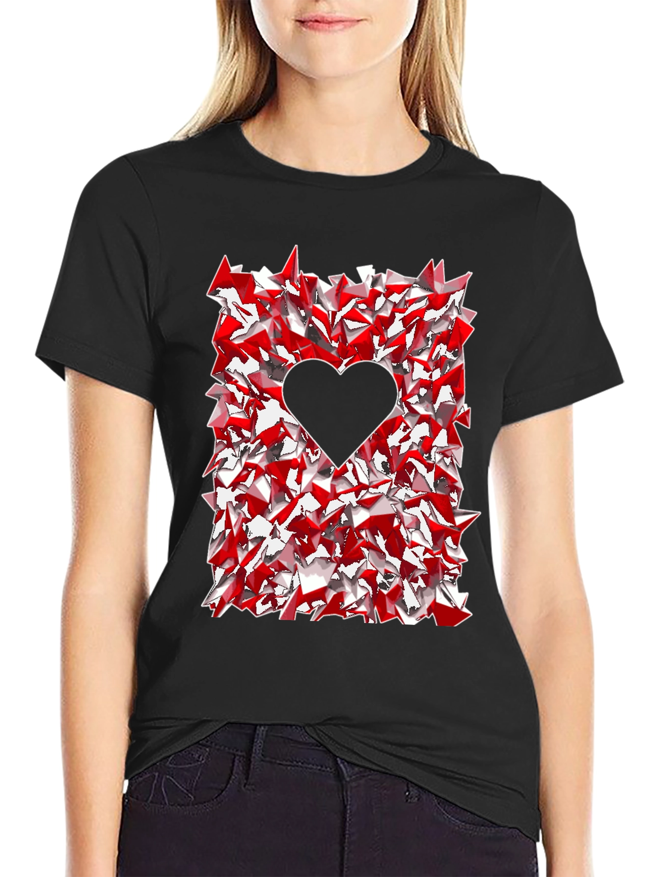 Abstract Heart Graphic Tee - Modern Style