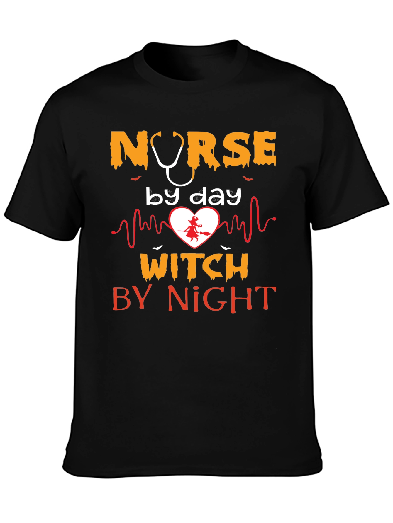 Nurse by Day Witch by Night Halloween Graphic Tee
