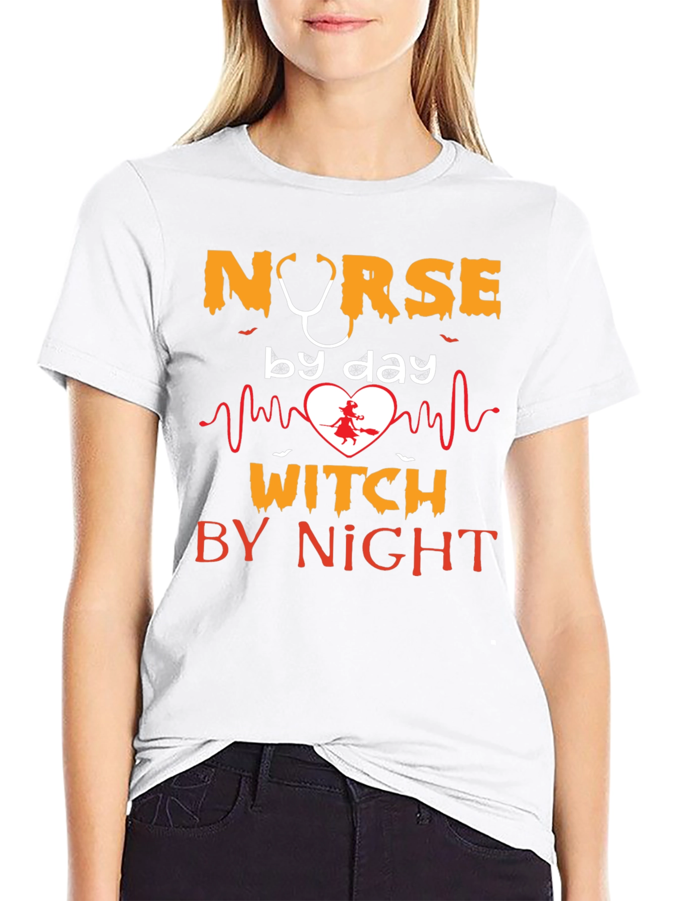 Nurse by Day Witch by Night Halloween Graphic Tee