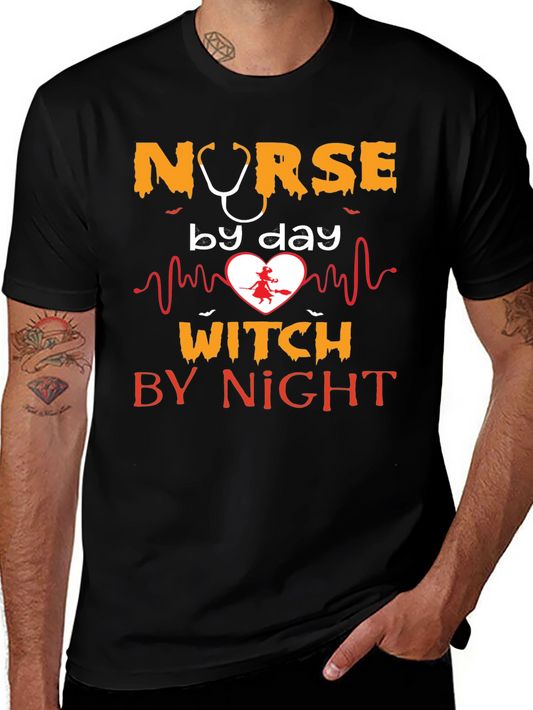 Nurse by Day Witch by Night Halloween Graphic Tee