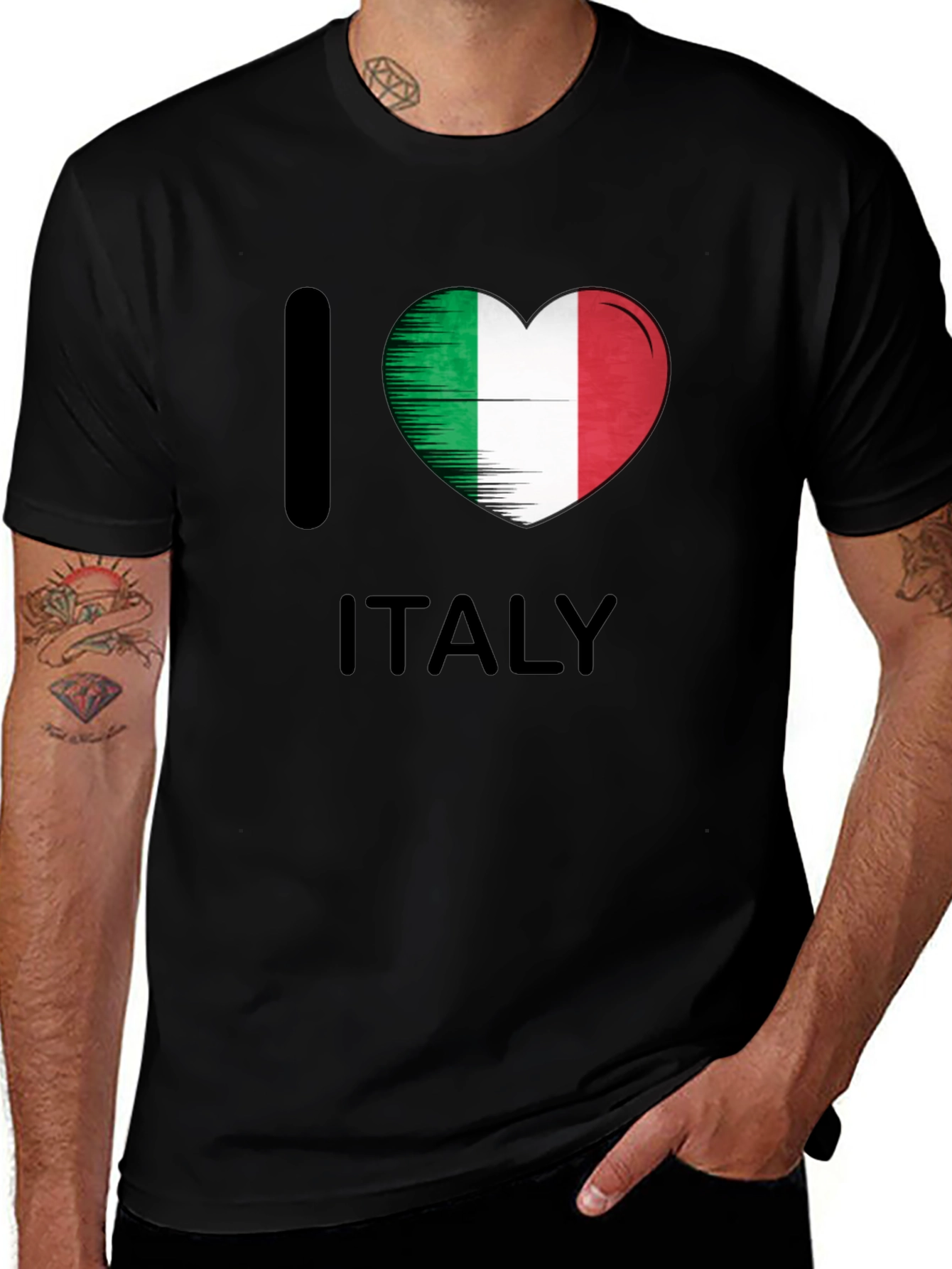 I Love Italy T-Shirt Italian Flag Heart Tee