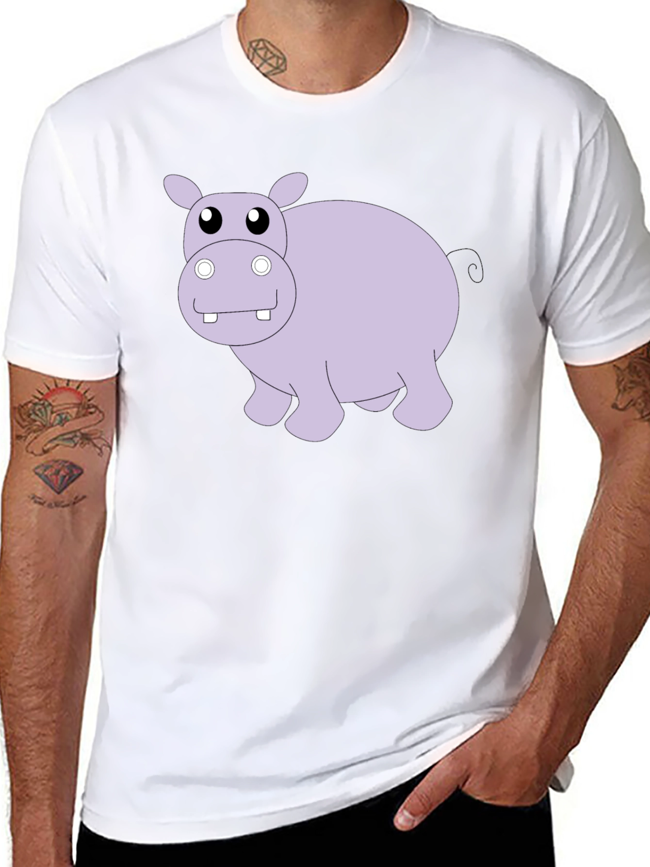 Hippo Graphic Tee - Black Cotton Casual Shirt