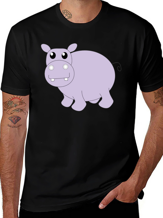 Hippo Graphic Tee - Black Cotton Casual Shirt