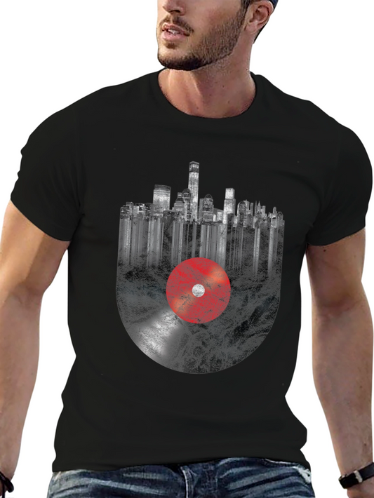 Urban Vinyl T-Shirt - Music Cityscape Tee