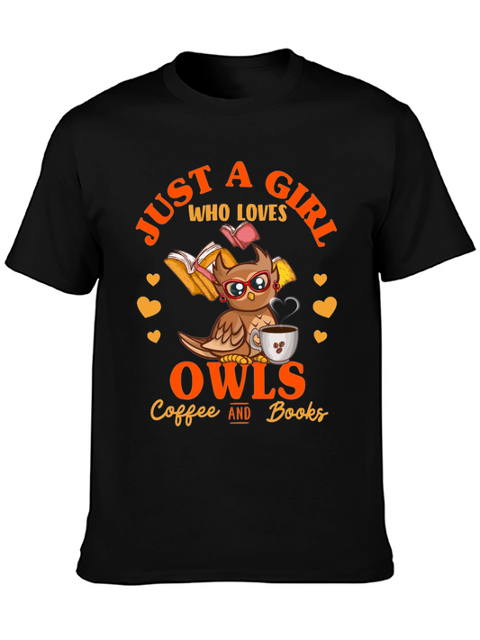 Owl Lover T-Shirt - Coffee and Books