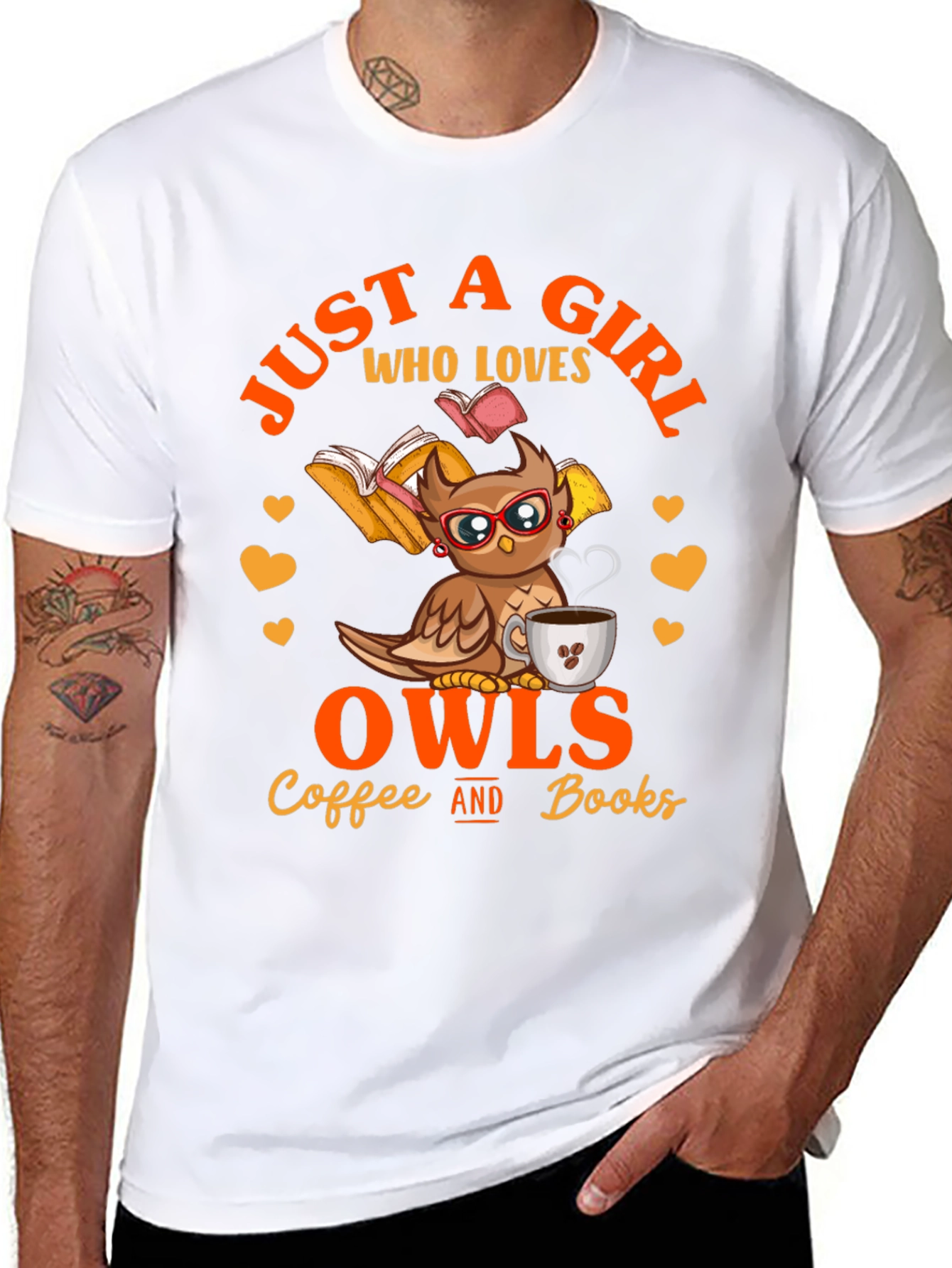 Owl Lover T-Shirt - Coffee and Books