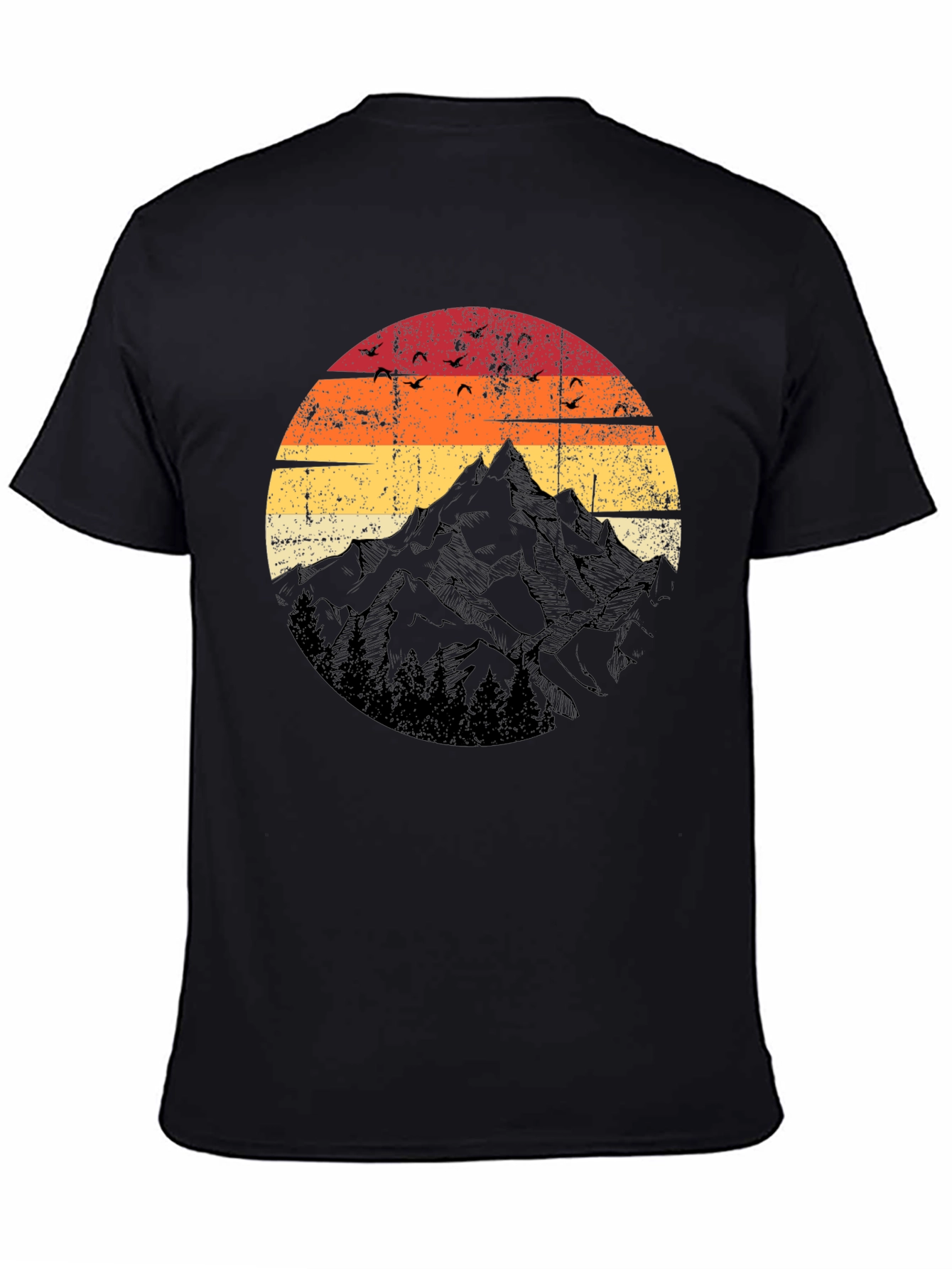 Retro Mountain Sunset T-Shirt - Black