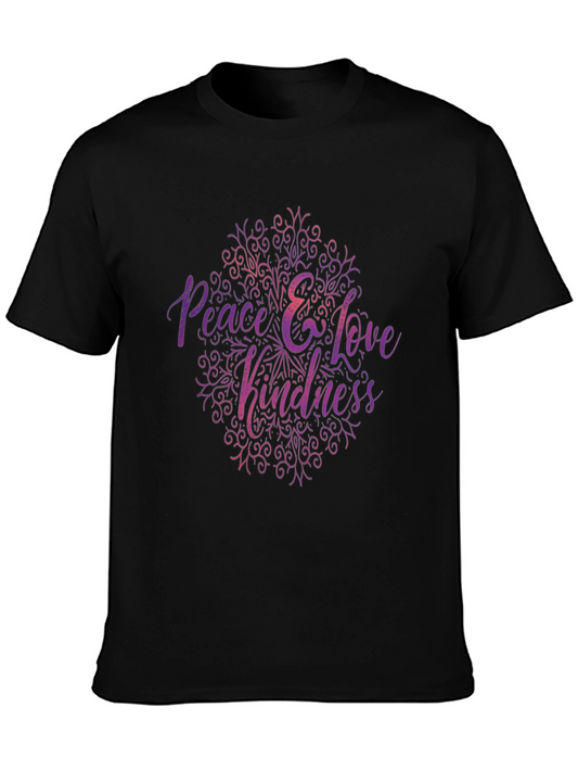 Peace Love Kindness Graphic Tee - Black Casual T-Shirt
