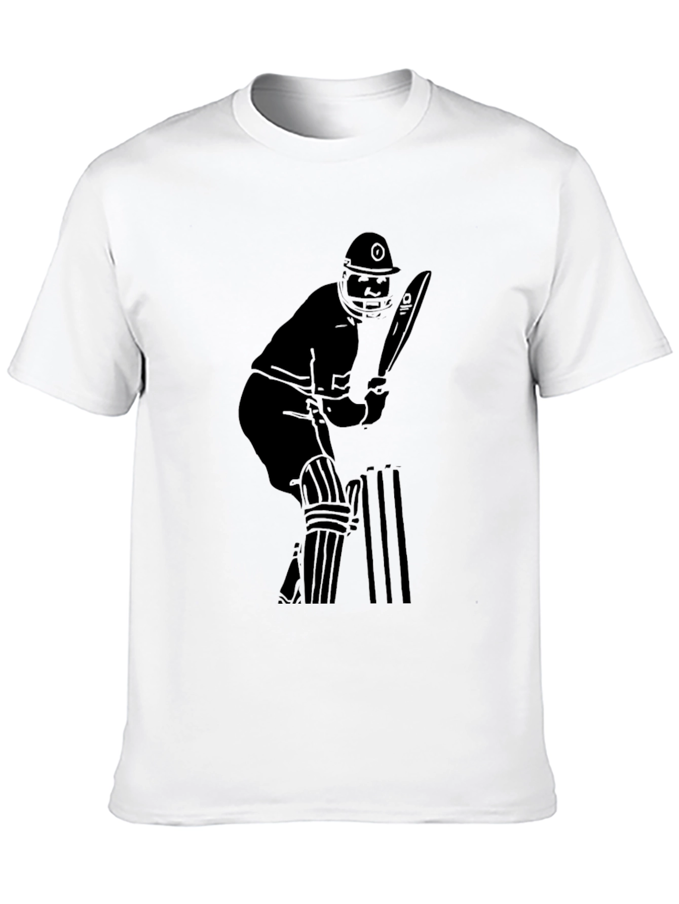 Cricket Player Graphic Tee - Black Cotton Blend Shirt