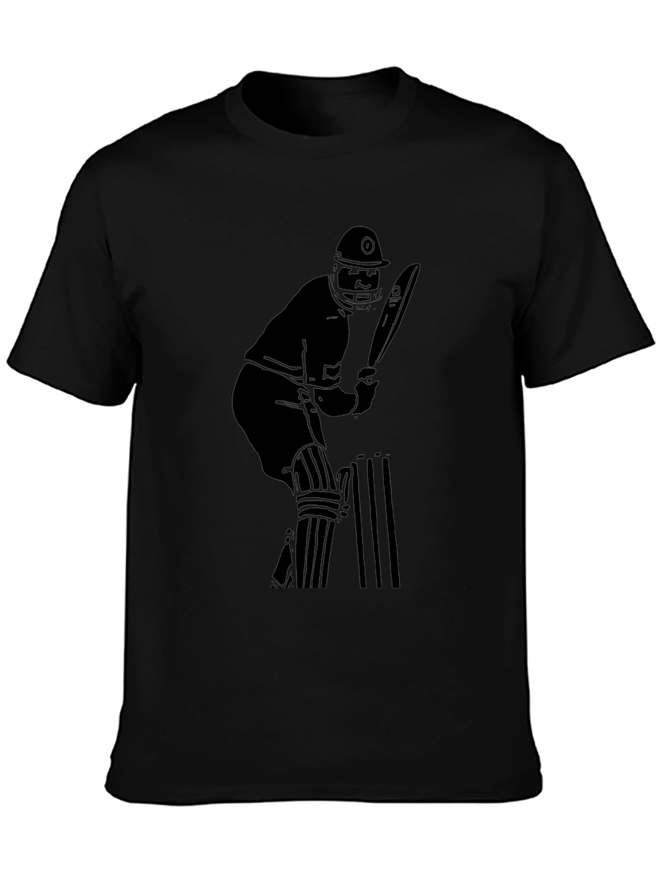Cricket Player Graphic Tee - Black Cotton Blend Shirt