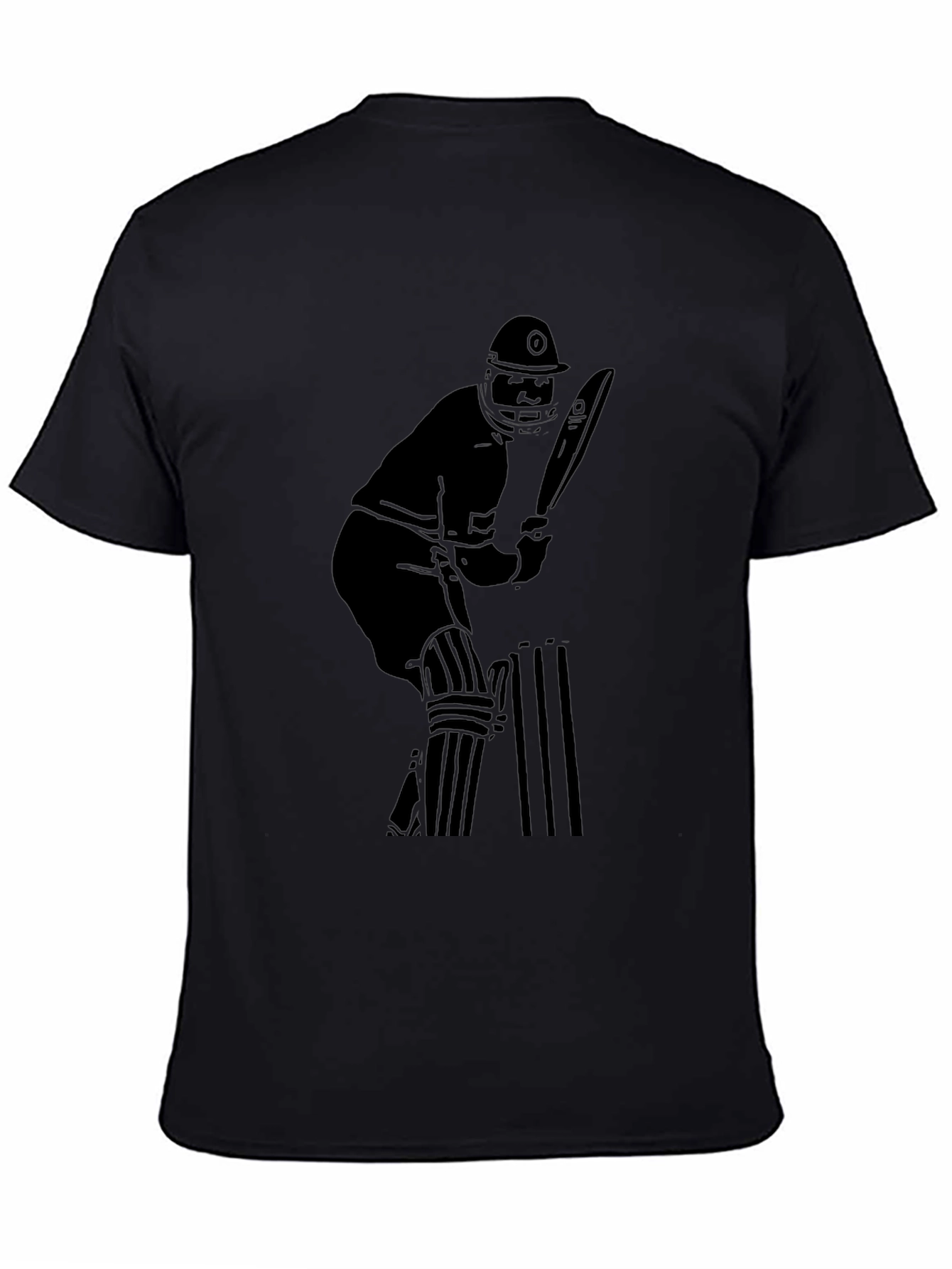 Cricket Player Graphic Tee - Black Cotton Blend Shirt
