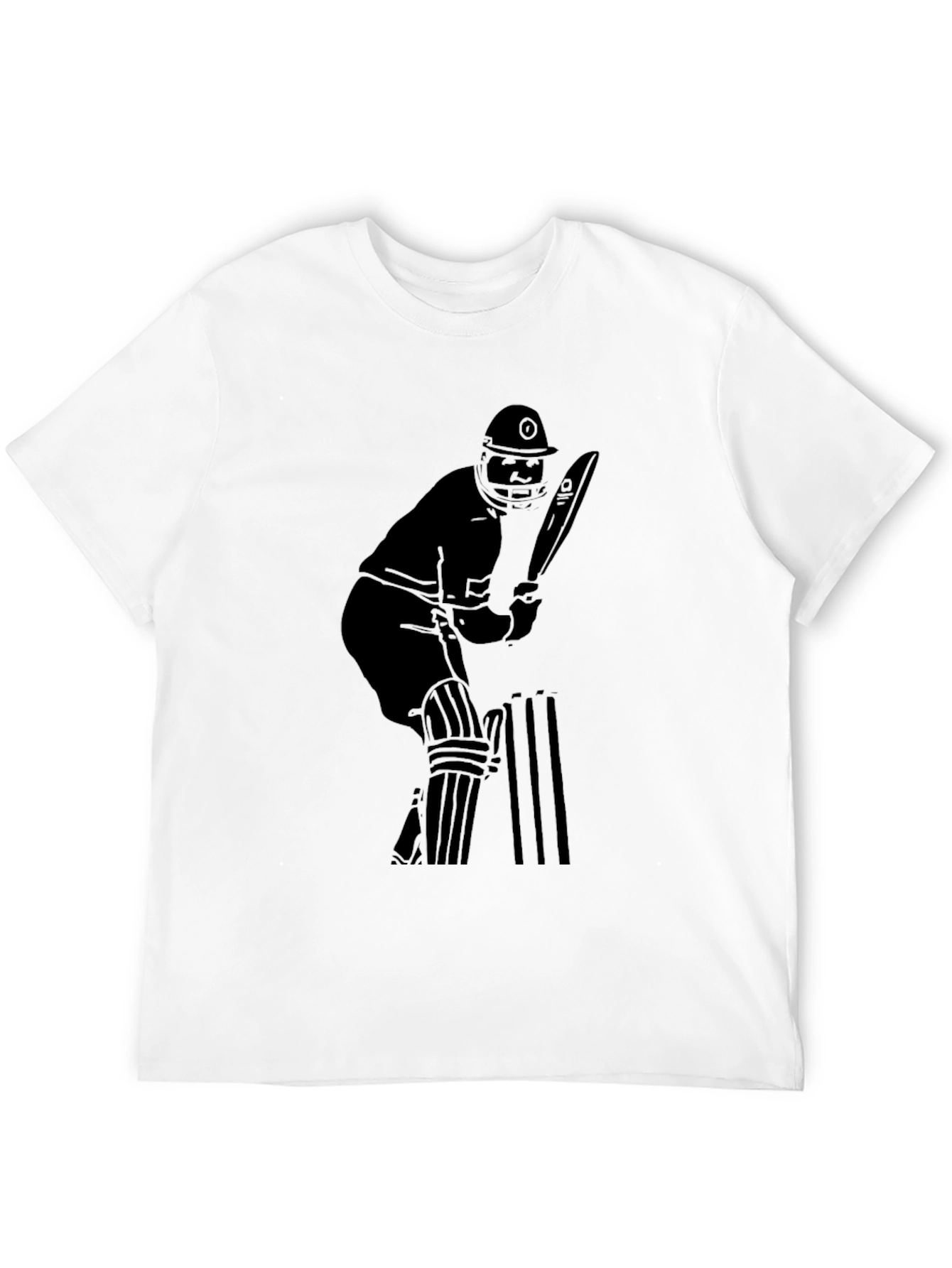 Cricket Player Graphic Tee - Black Cotton Blend Shirt