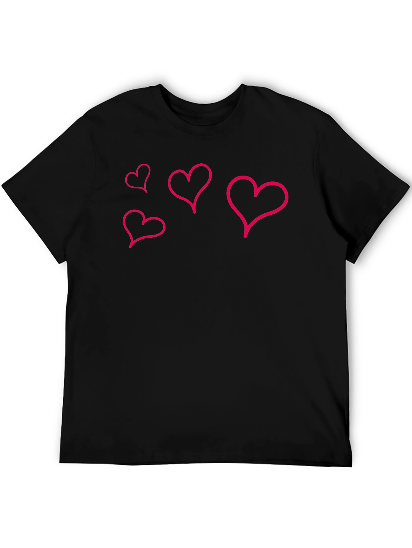Mens Black T-Shirt with Pink Heart Designs