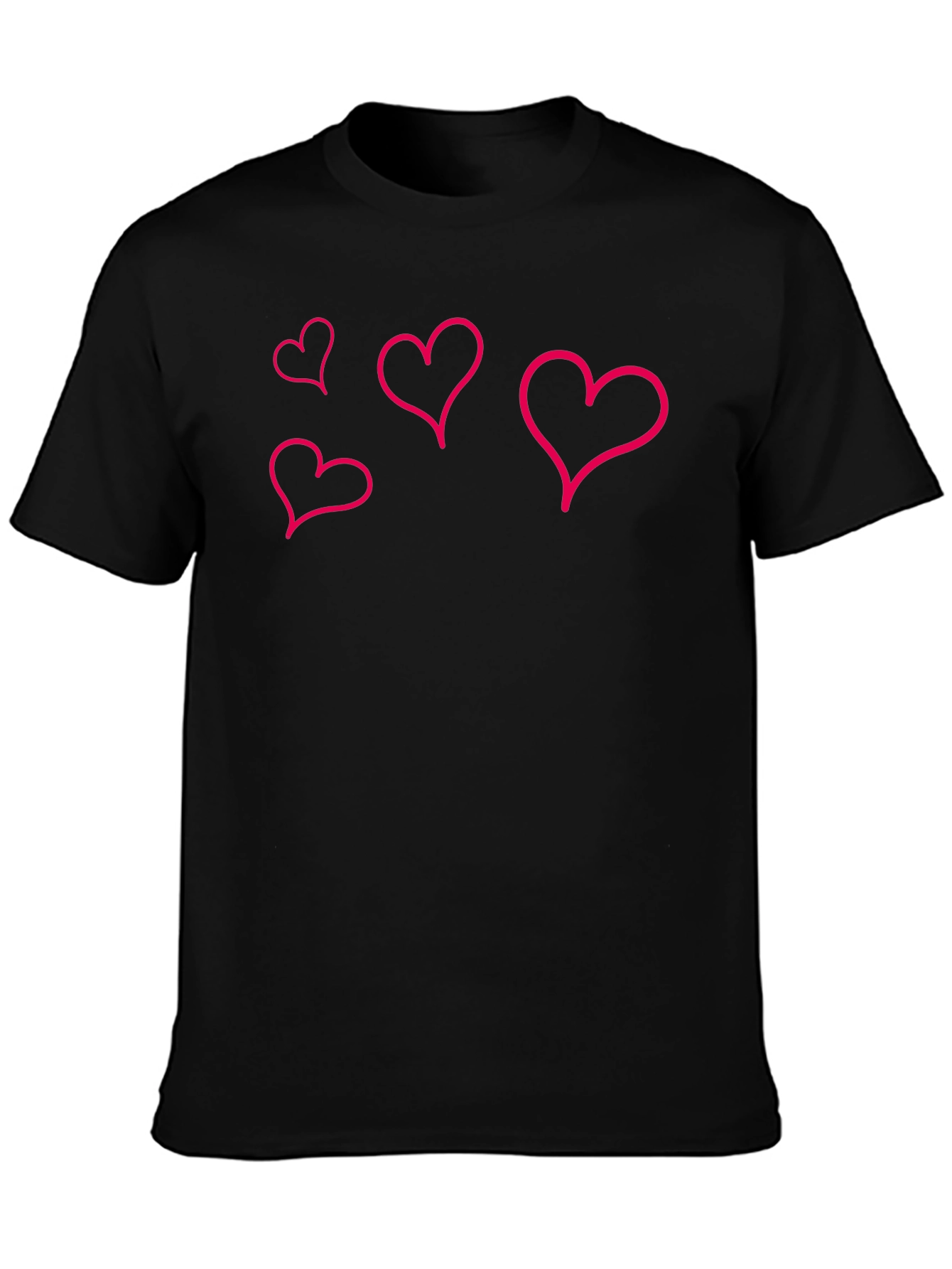 Mens Black T-Shirt with Pink Heart Designs