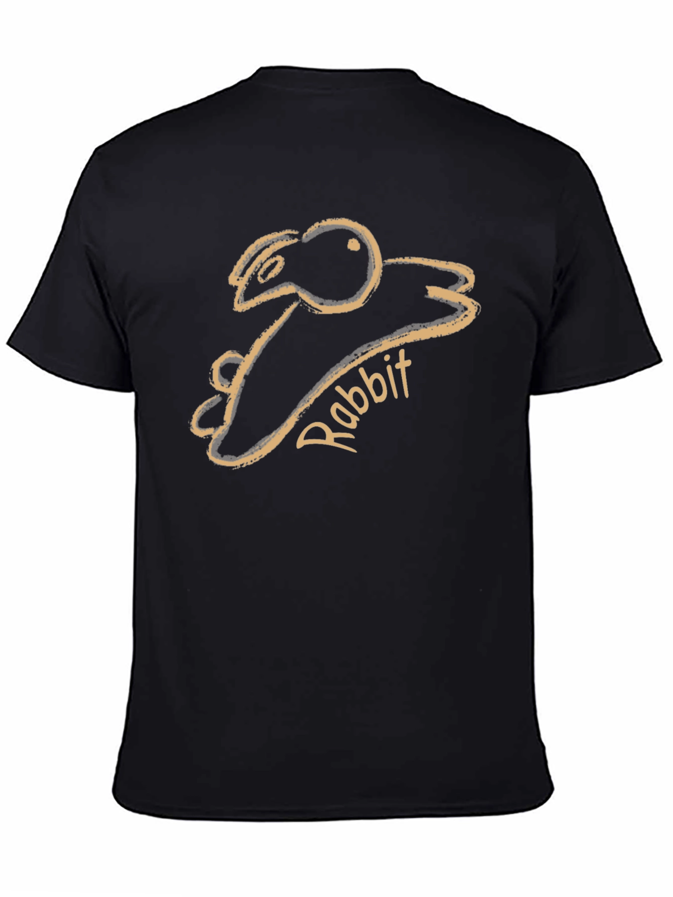 Rabbit Sketch Graphic Tee - Unisex Black T-Shirt