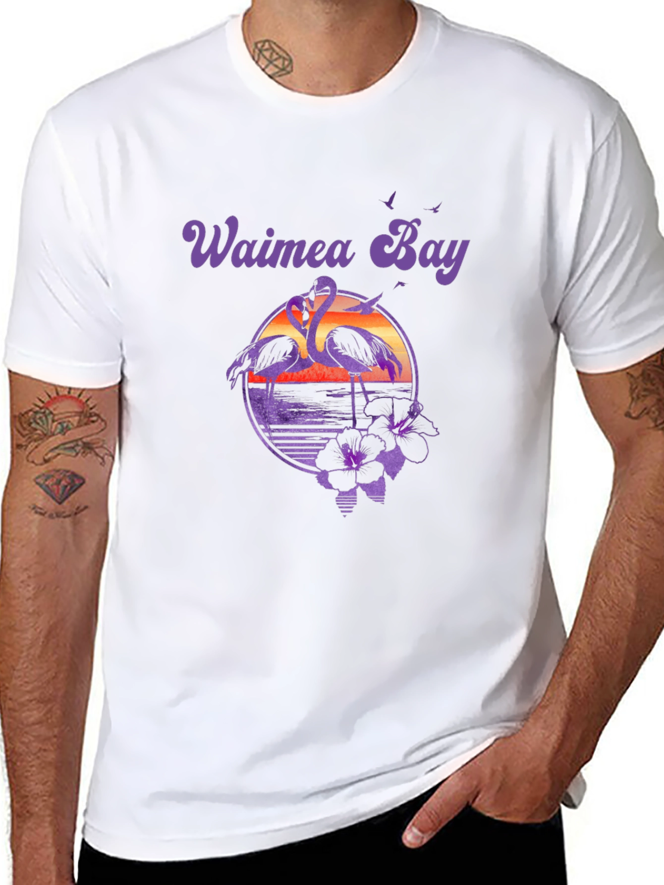 Waimea Bay Flamingo Sunset T-Shirt