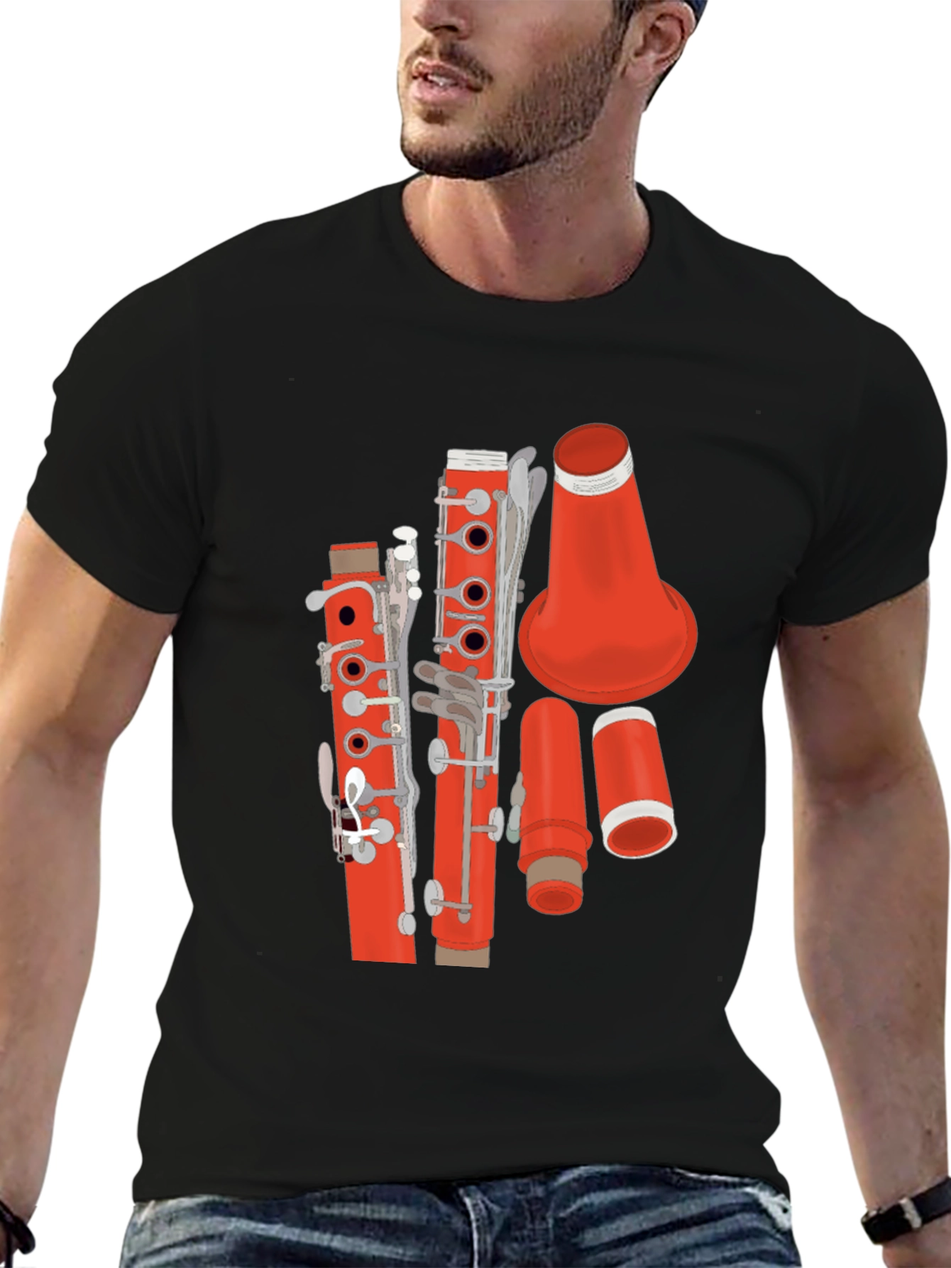 Red Clarinet Graphic T-Shirt - Music Lover Tee