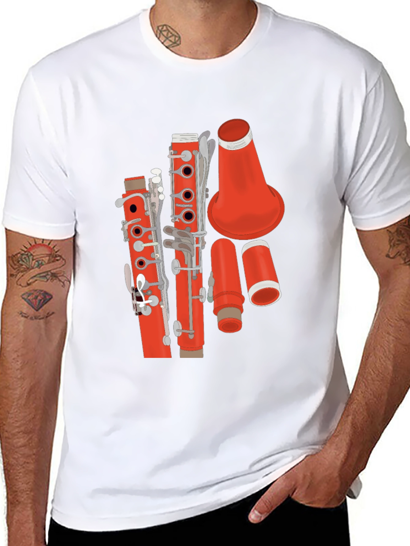Red Clarinet Graphic T-Shirt - Music Lover Tee