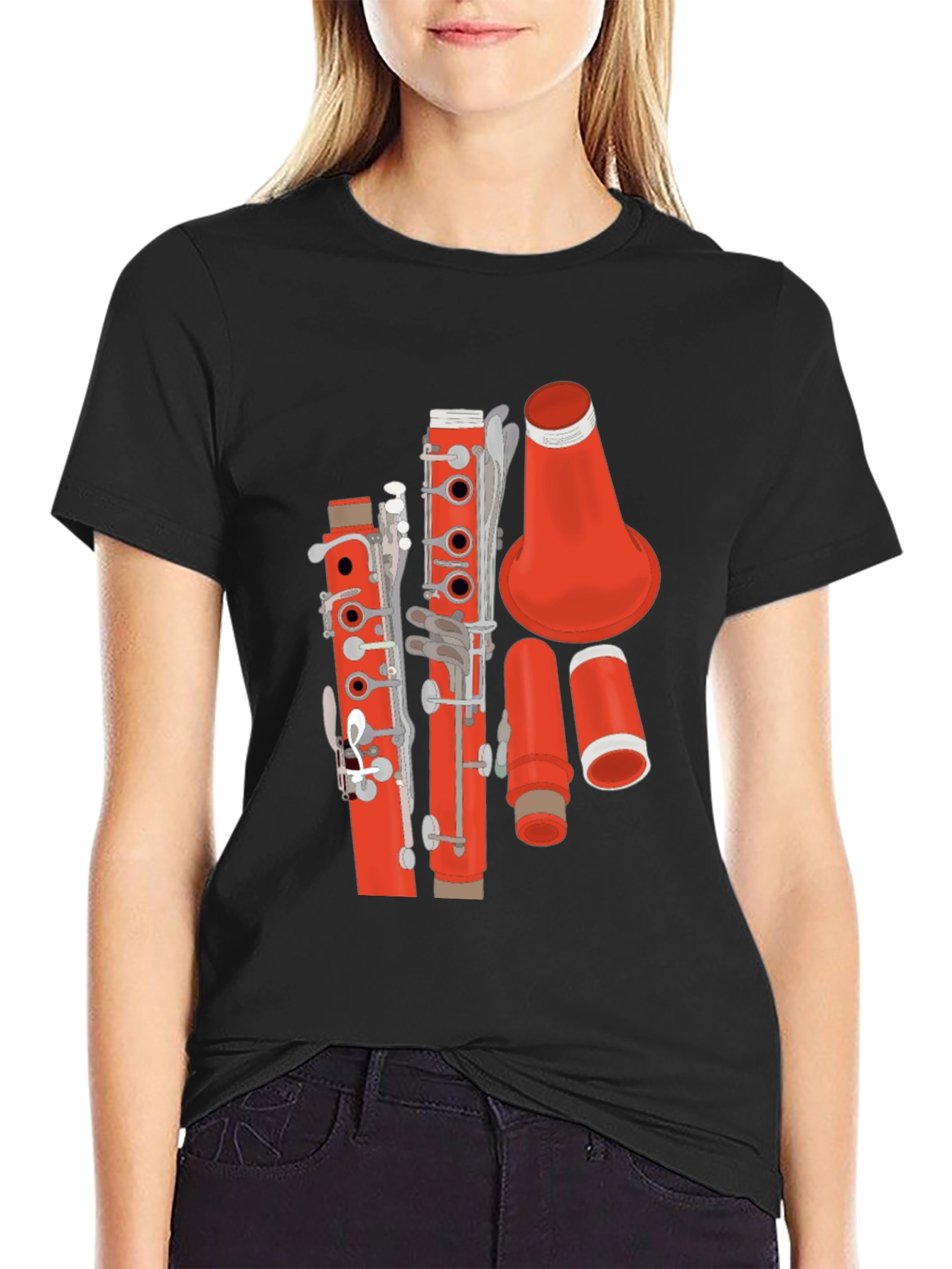 Red Clarinet Graphic T-Shirt - Music Lover Tee