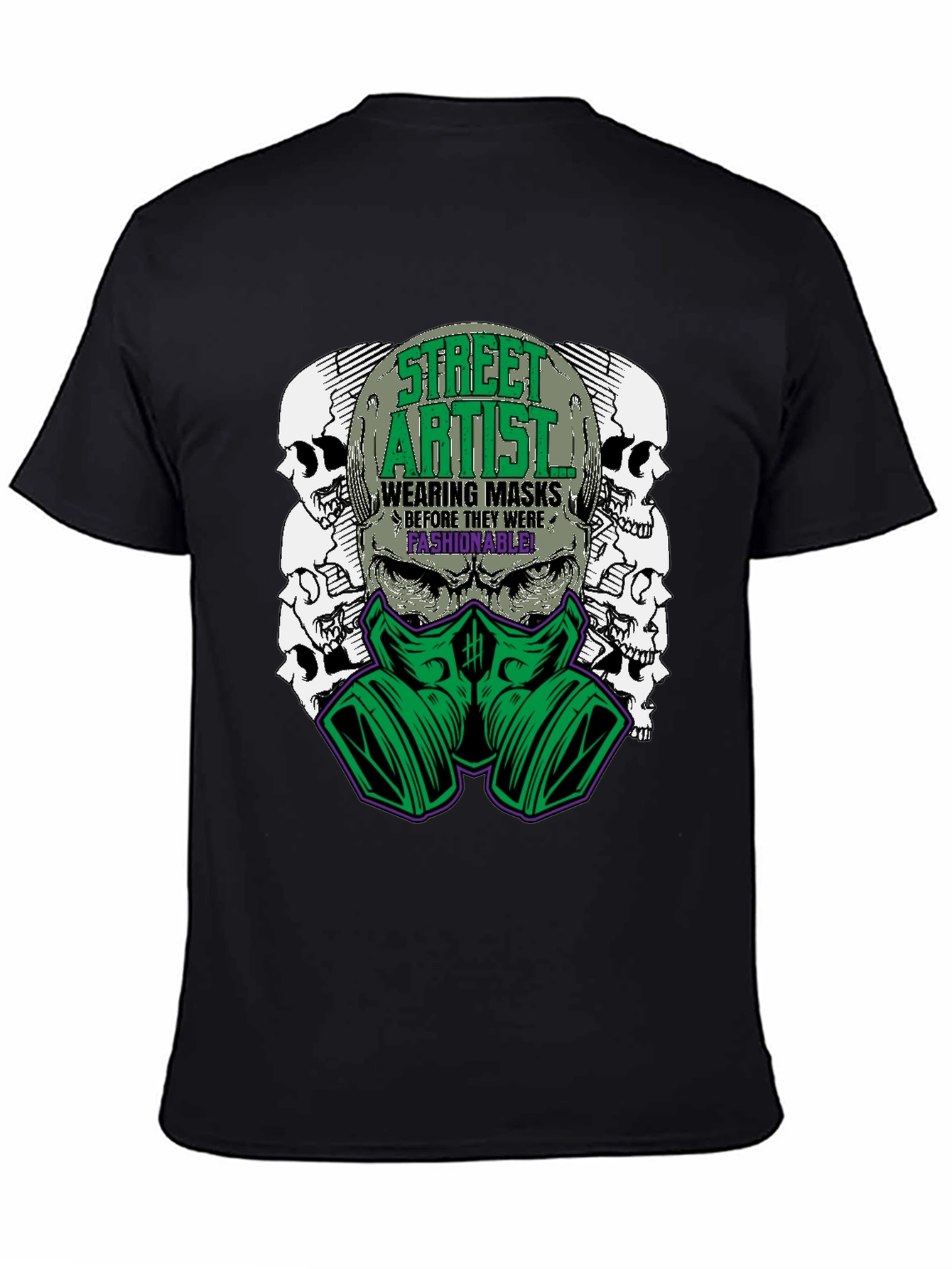 Street Artist Mask Graphic Tee - Unique Design