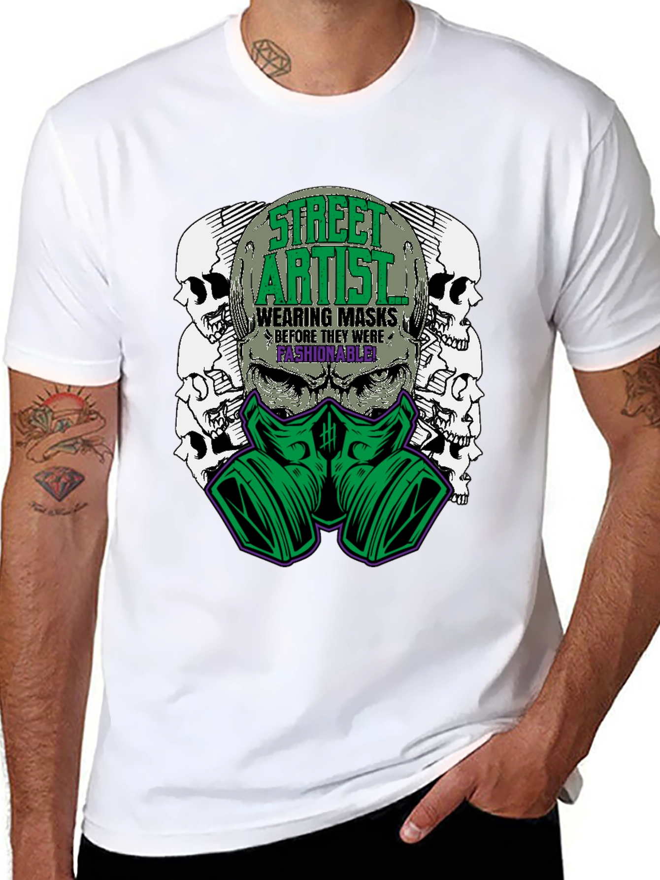 Street Artist Mask Graphic Tee - Unique Design