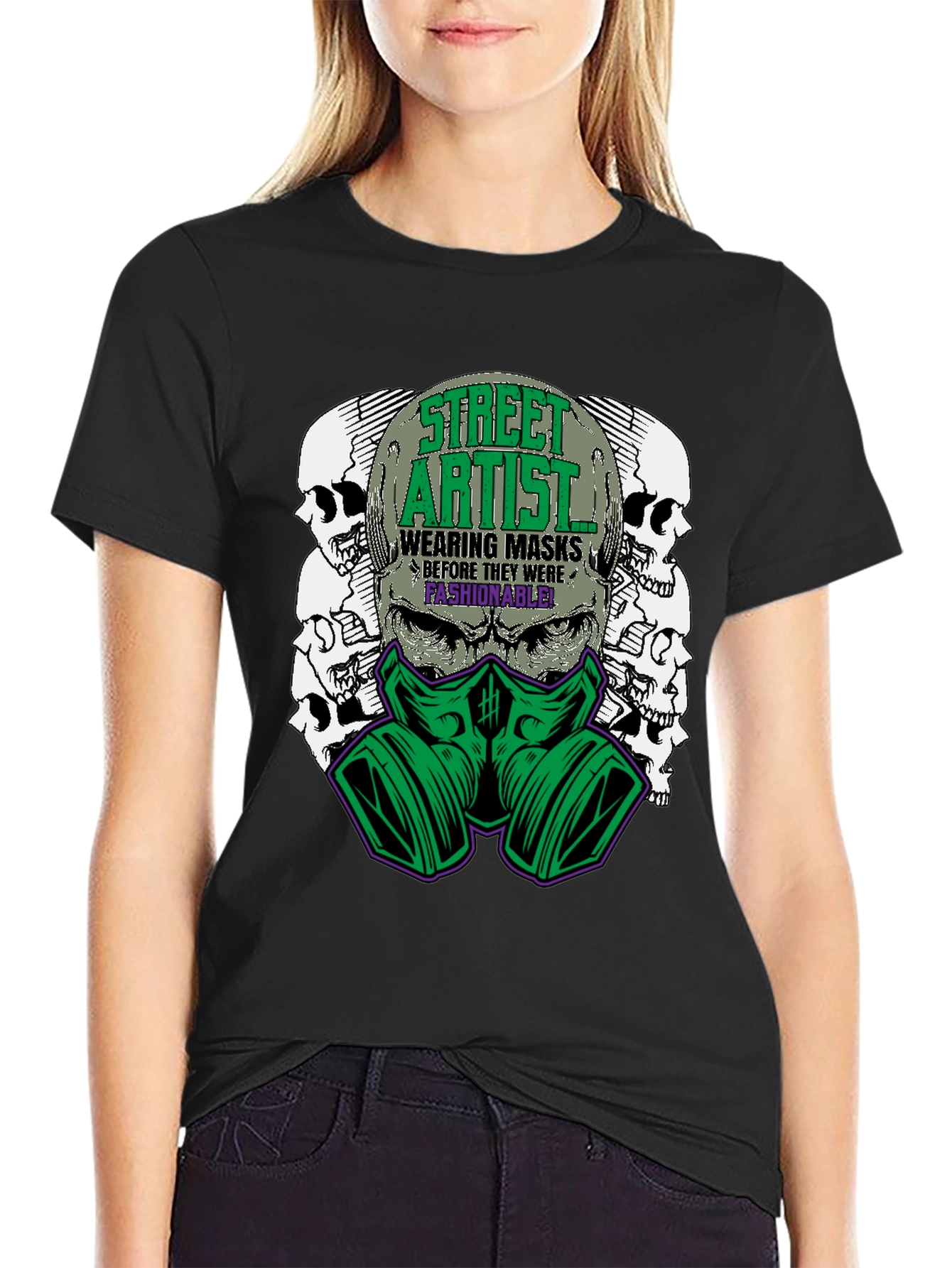 Street Artist Mask Graphic Tee - Unique Design