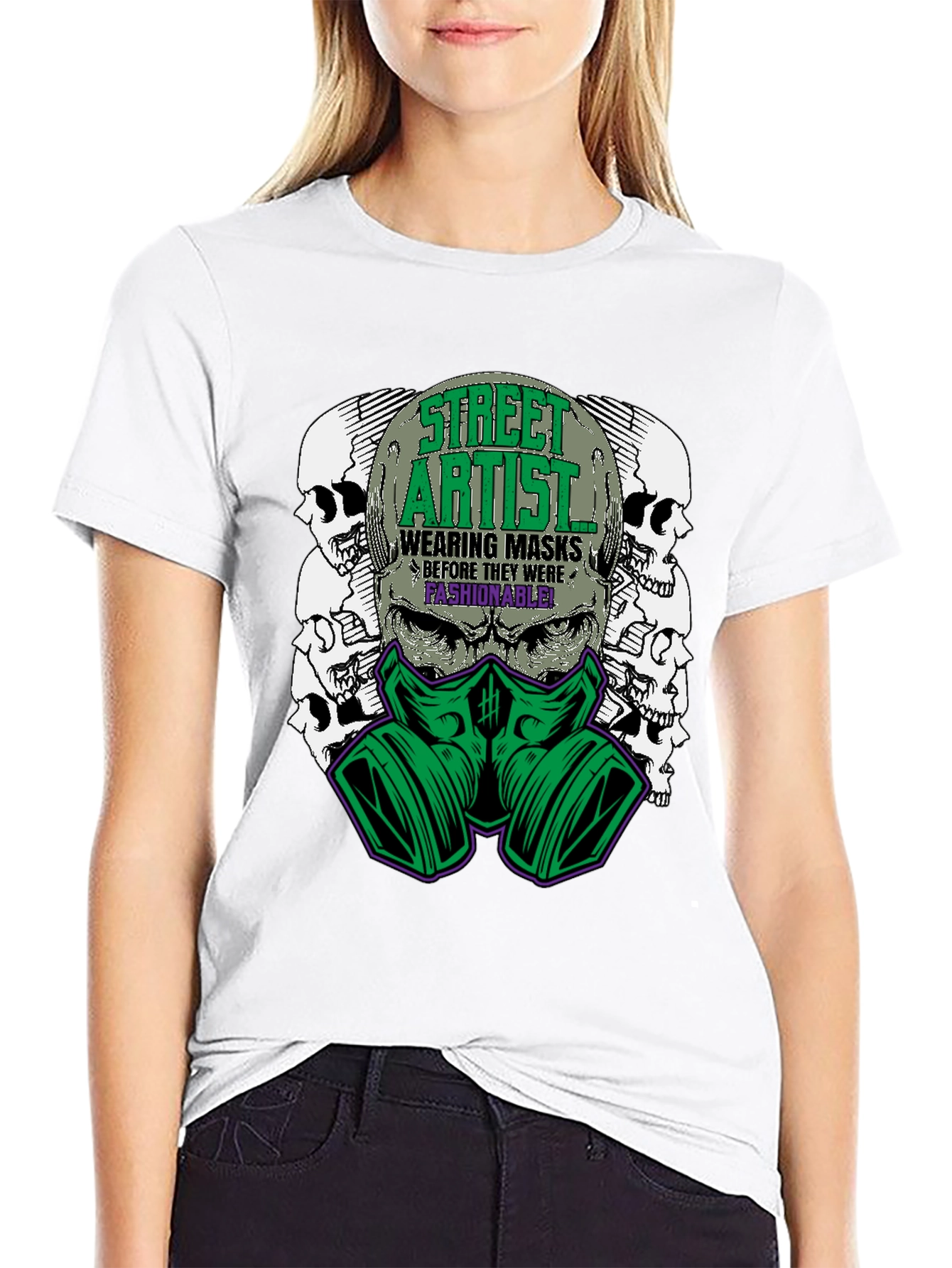 Street Artist Mask Graphic Tee - Unique Design
