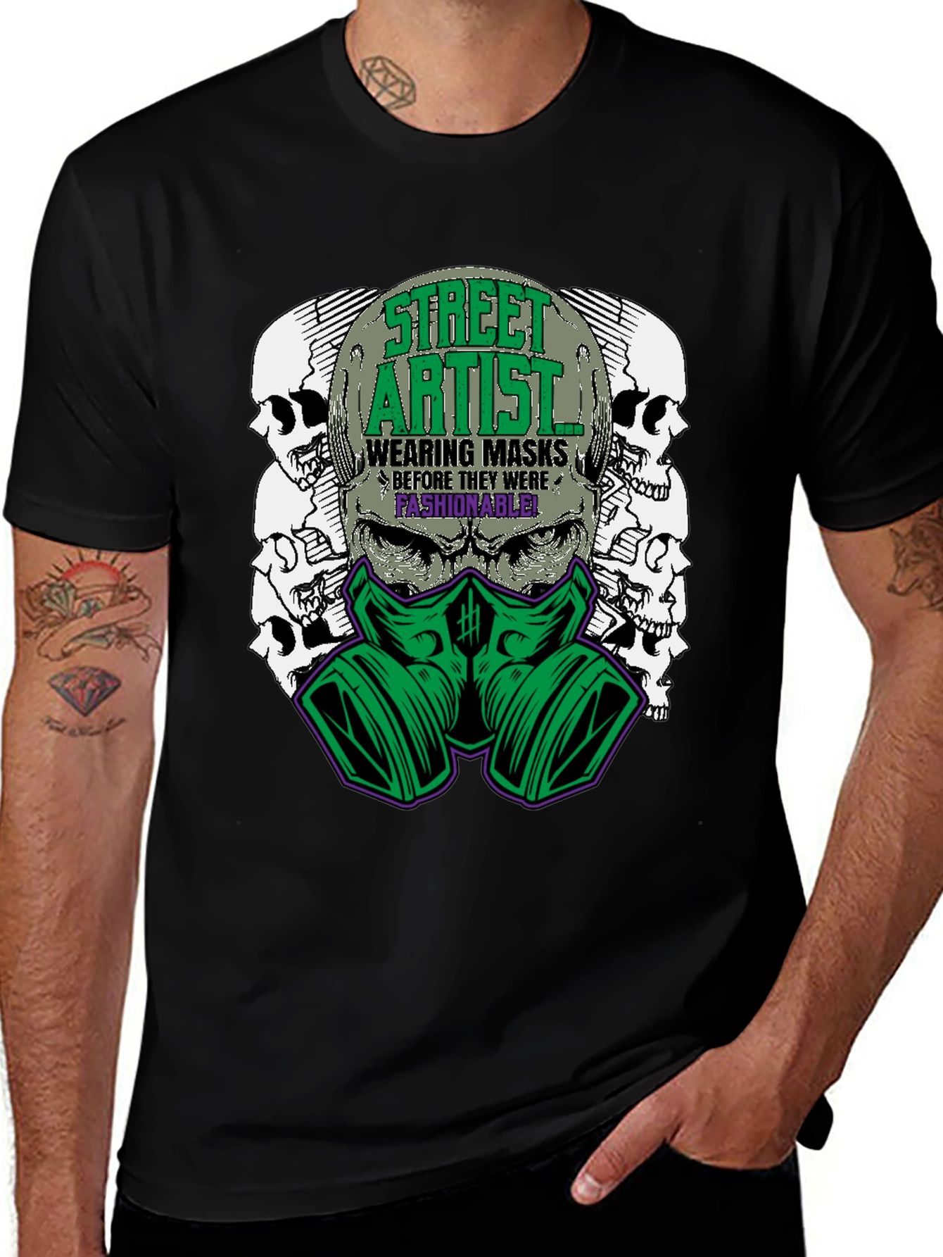 Street Artist Mask Graphic Tee - Unique Design