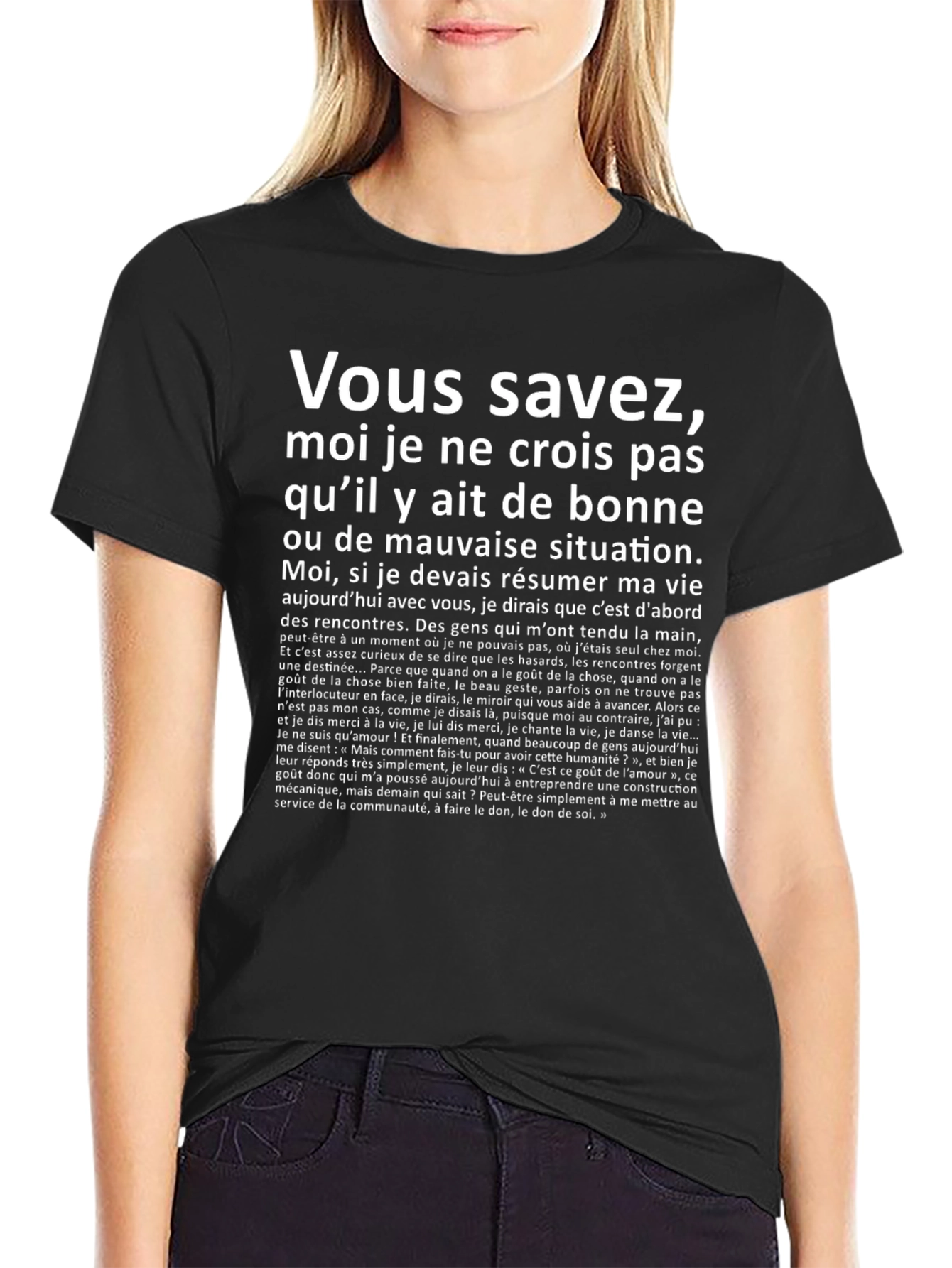 French Quote T-Shirt - Black Cotton Tee