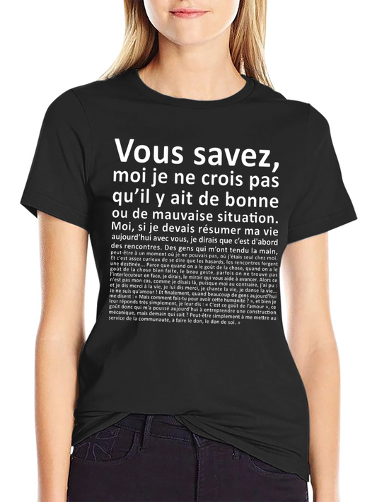 French Quote T-Shirt - Black Cotton Tee
