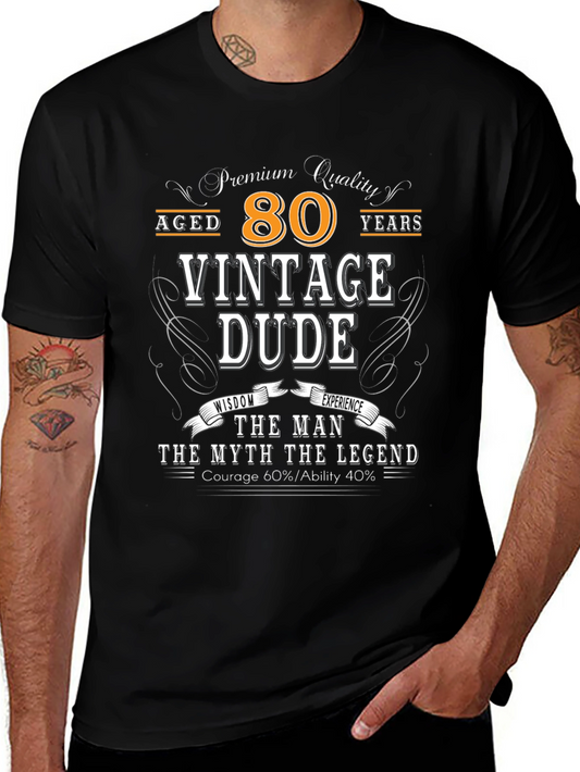 Vintage Dude 80th Birthday Premium Quality T-Shirt