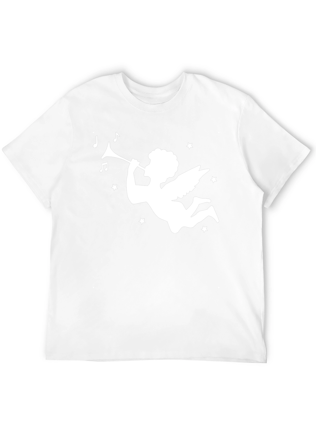 Angel Trumpet Graphic Tee - Stylish Black Cotton T-Shirt