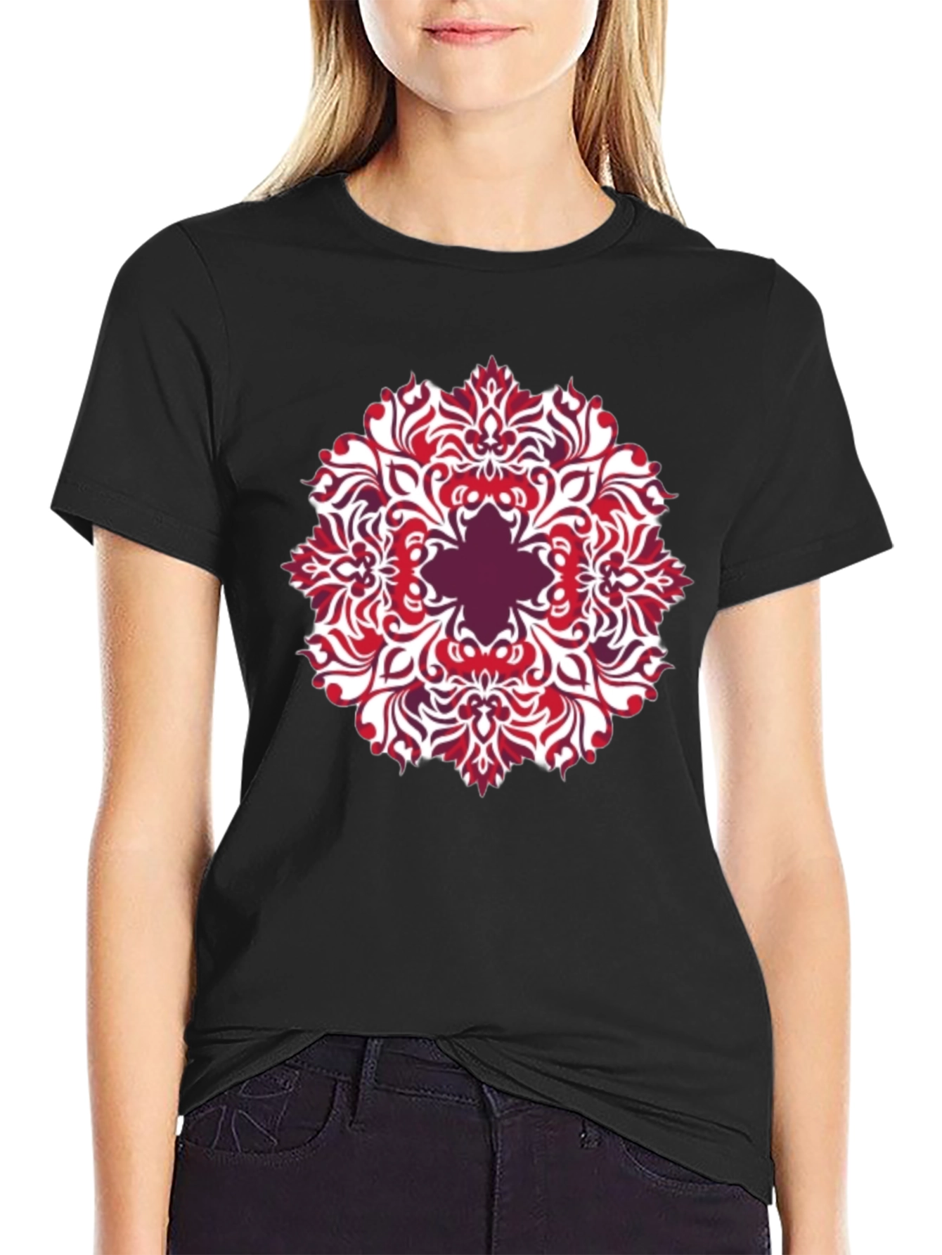 Patterned Graphic Tee - Black