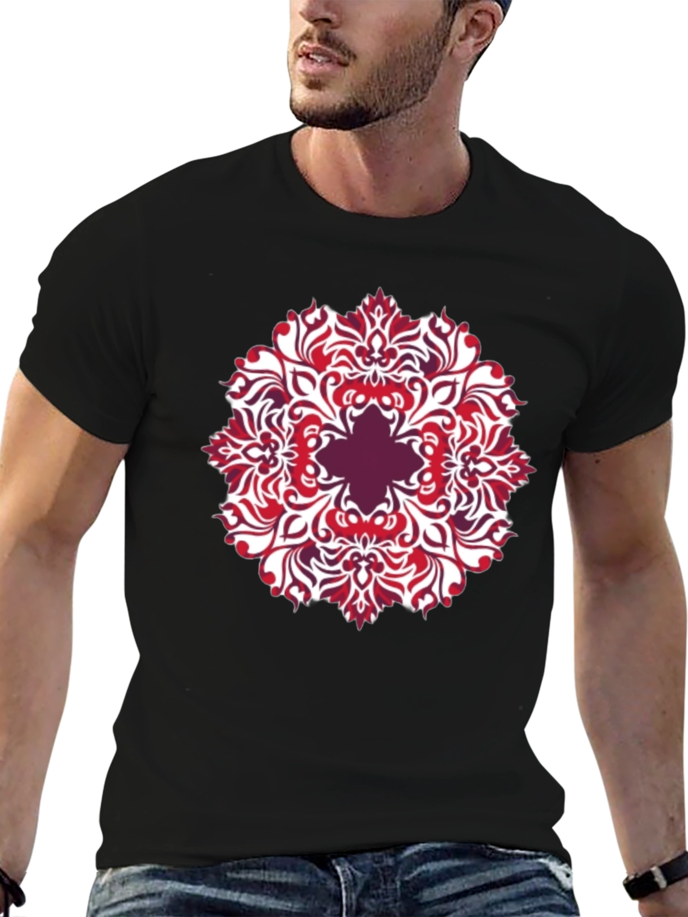 Patterned Graphic Tee - Black