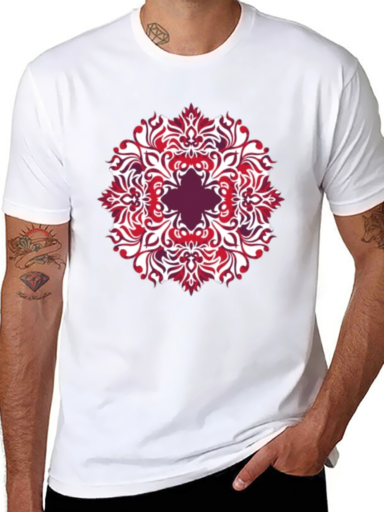 Patterned Graphic Tee - Black