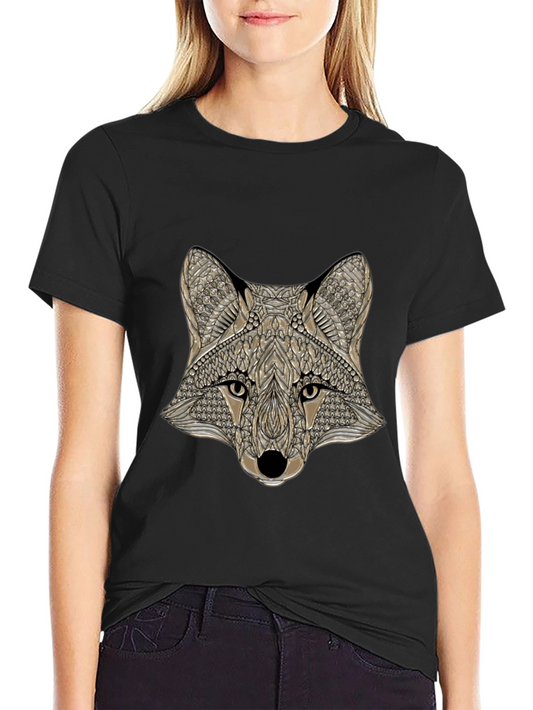 Geometric Fox Head Graphic Tee - Mens Black T-Shirt
