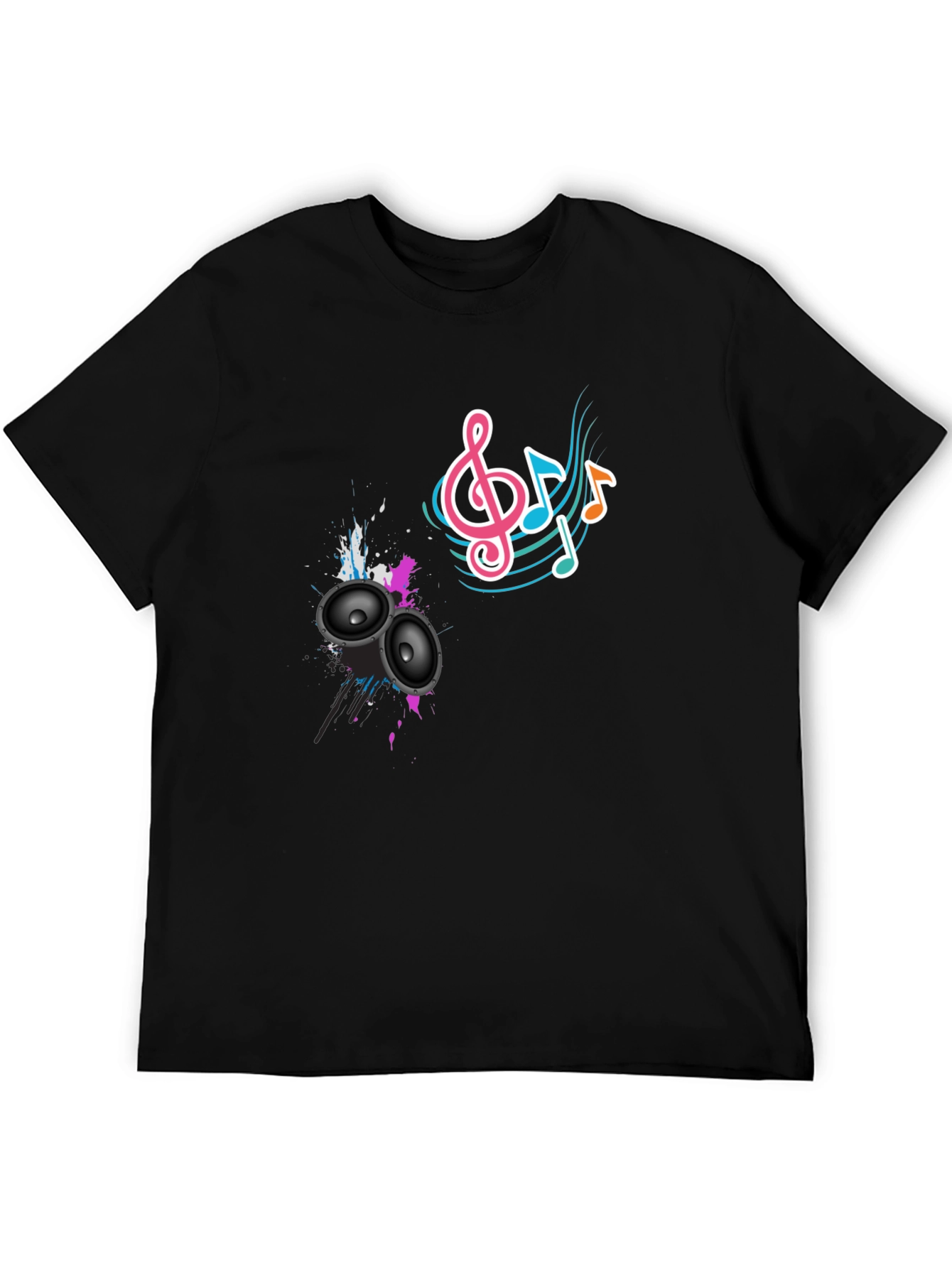 Music Vibes Tee - Speaker & Note Graphic Print