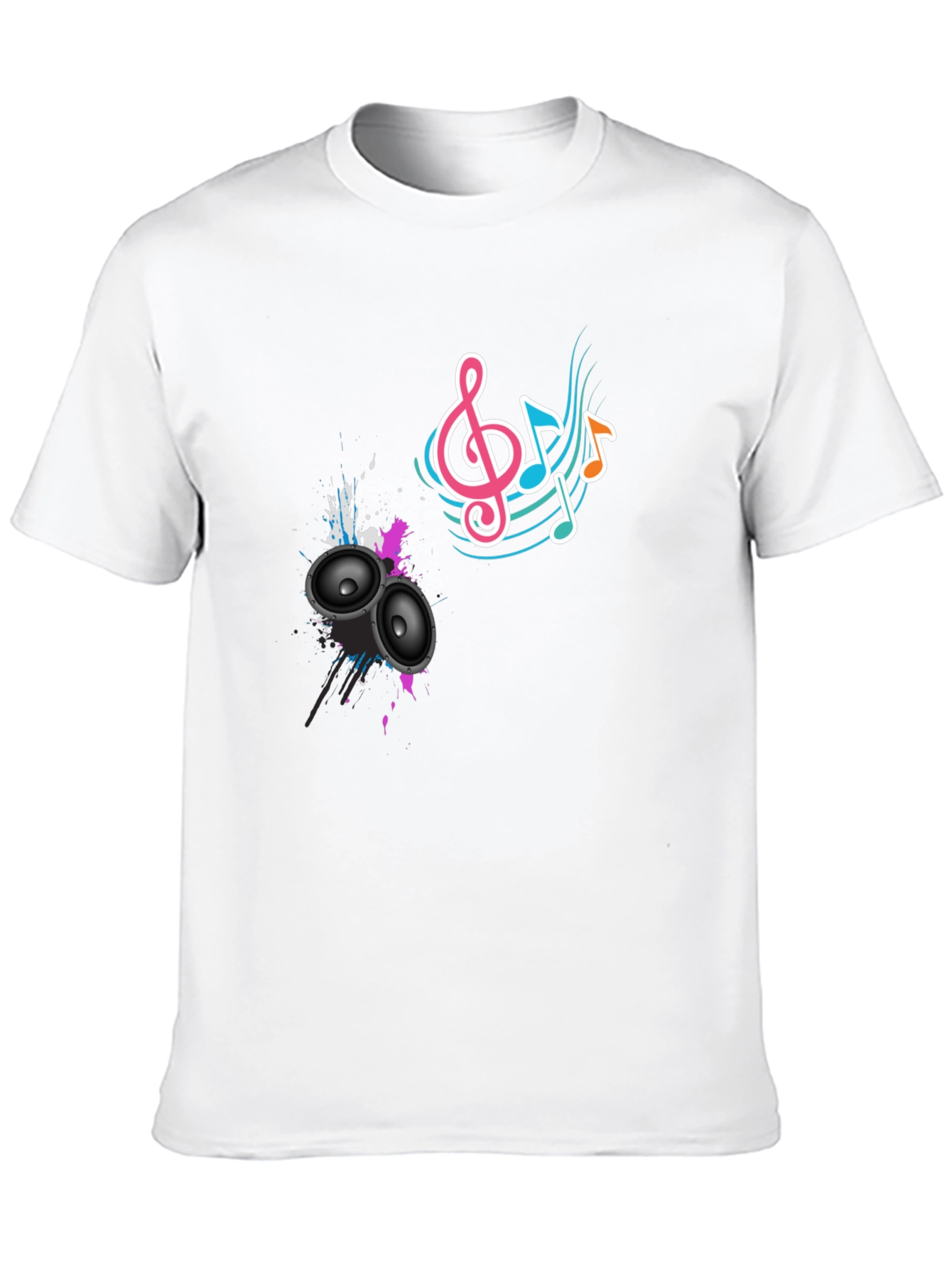 Music Vibes Tee - Speaker & Note Graphic Print