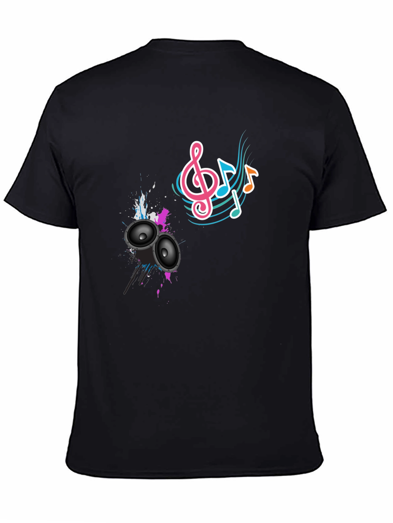Music Vibes Tee - Speaker & Note Graphic Print