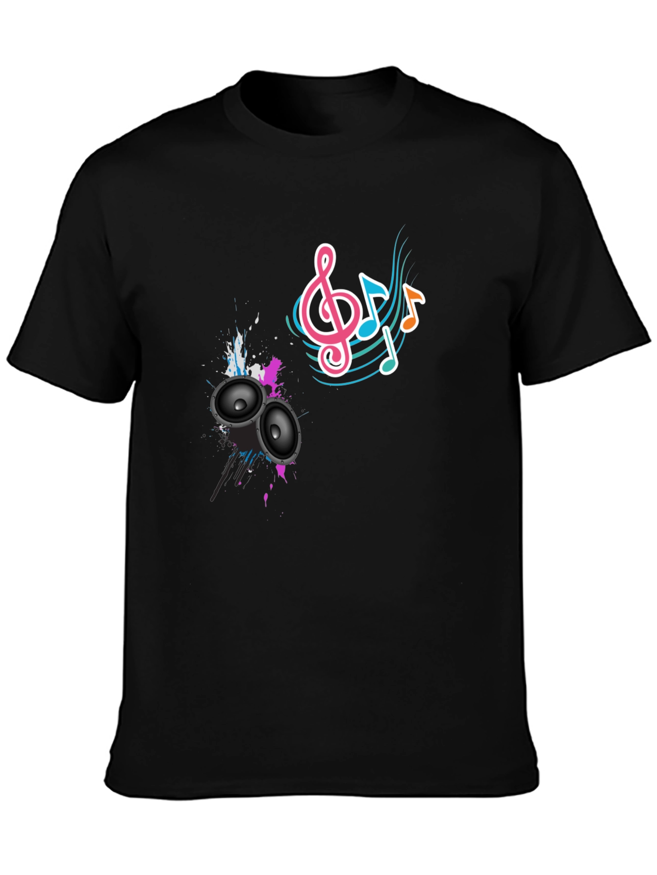 Music Vibes Tee - Speaker & Note Graphic Print