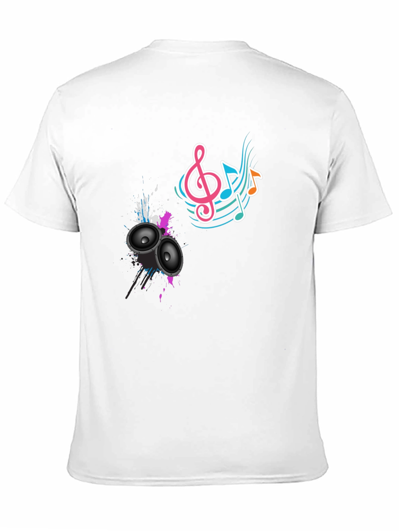 Music Vibes Tee - Speaker & Note Graphic Print
