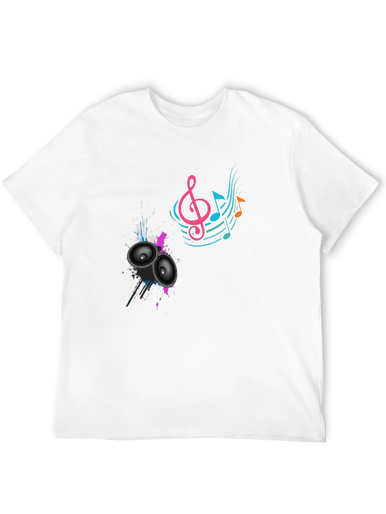 Music Vibes Tee - Speaker & Note Graphic Print