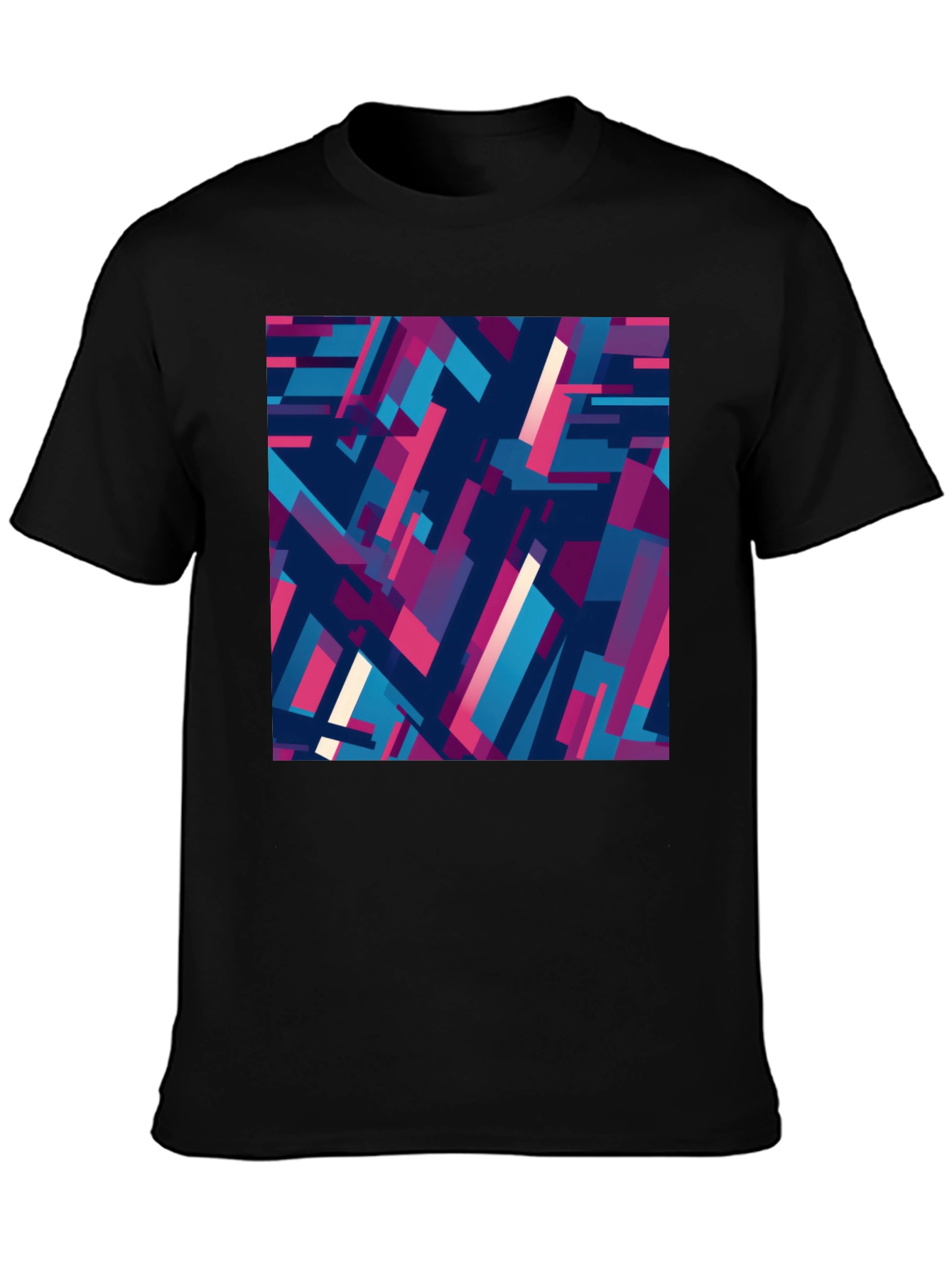 Abstract Geometric Pattern Black T-Shirt
