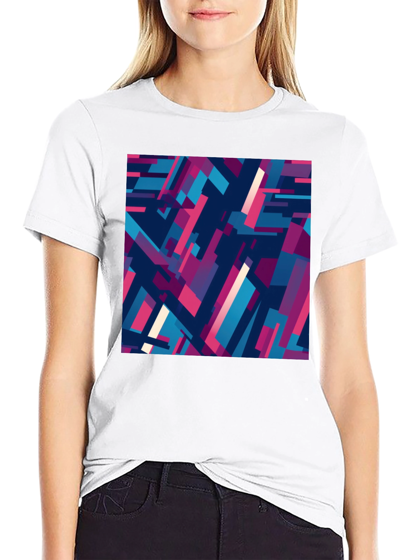 Abstract Geometric Pattern Black T-Shirt