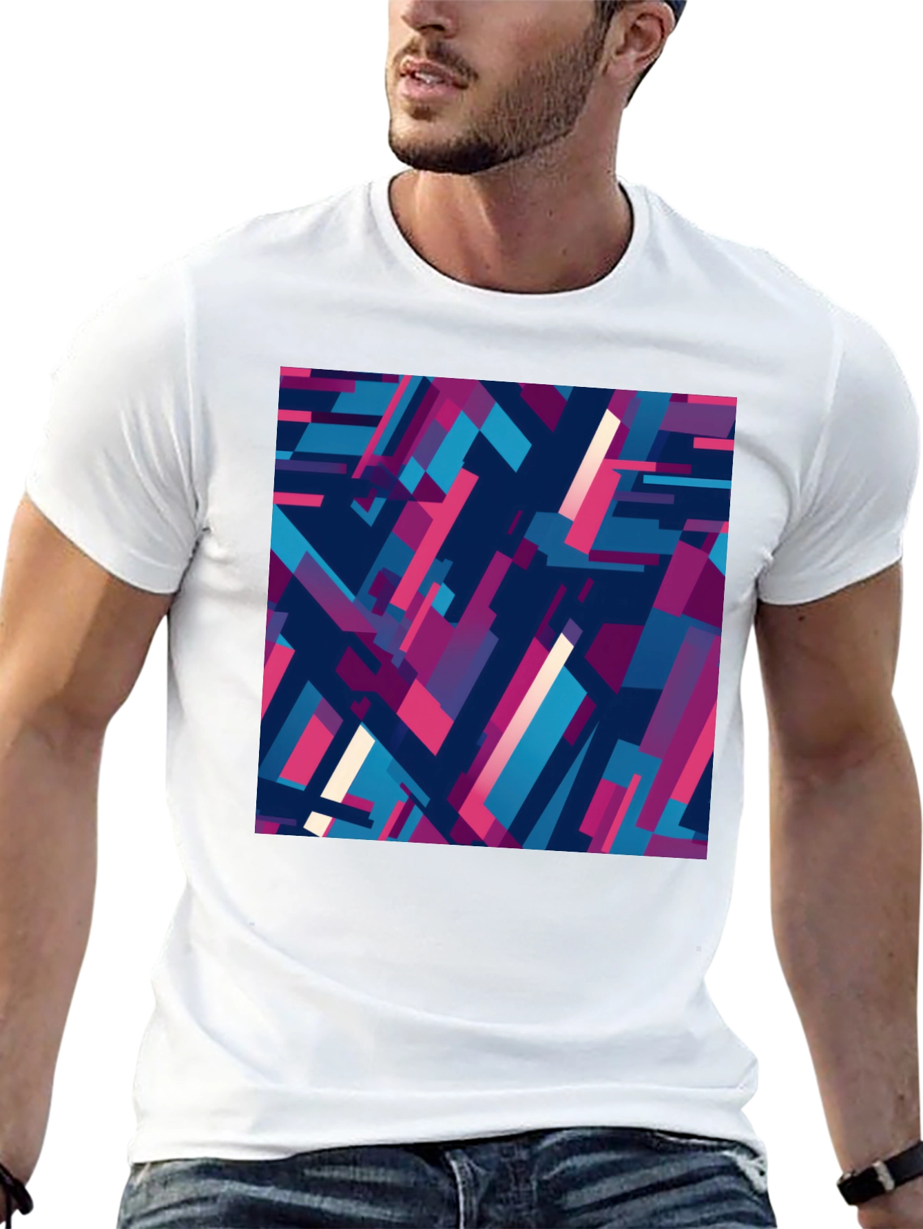 Abstract Geometric Pattern Black T-Shirt