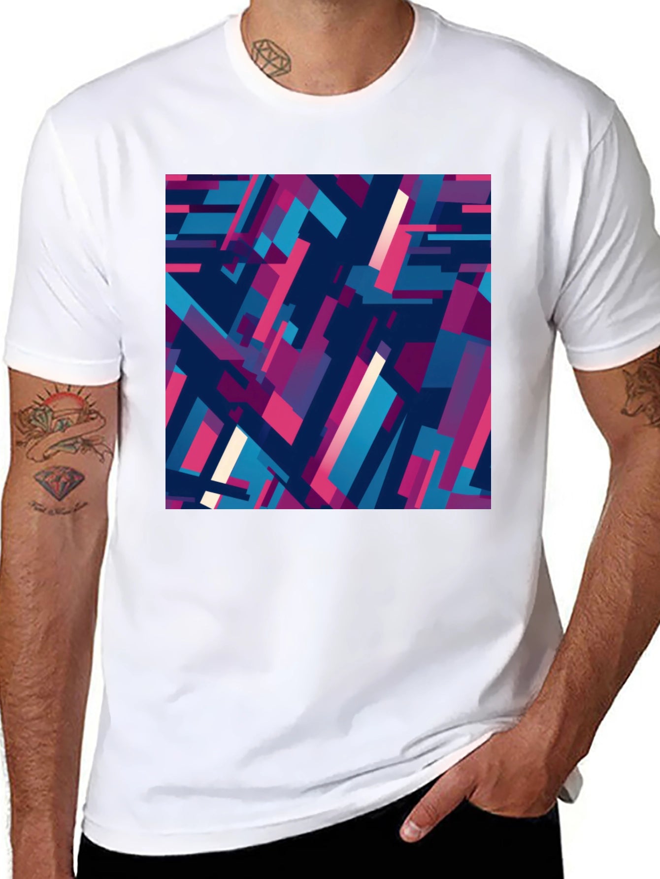 Abstract Geometric Pattern Black T-Shirt