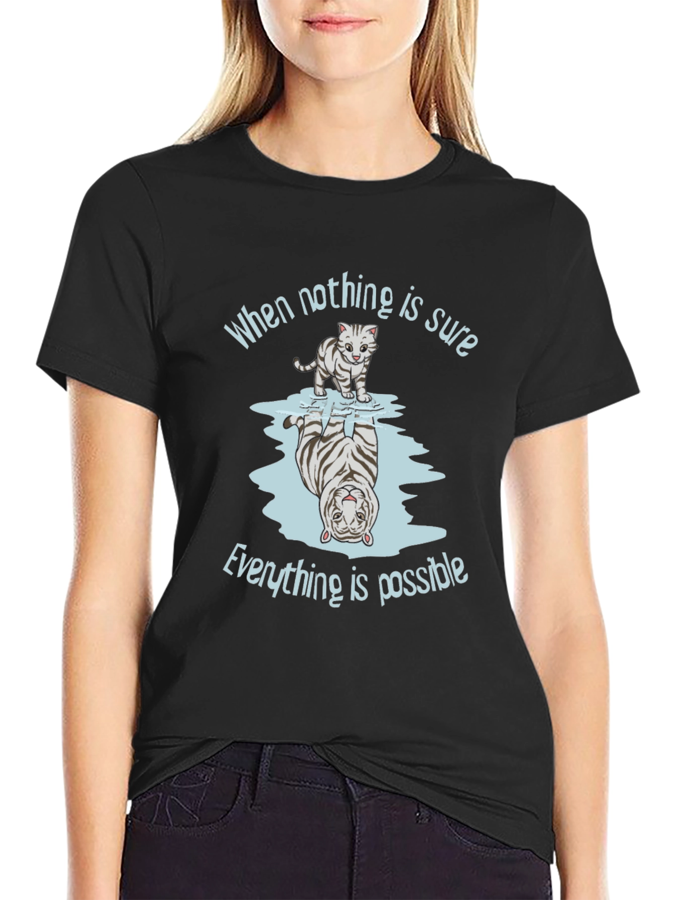 Cat Reflection Graphic Tee - When Nothing is Sure