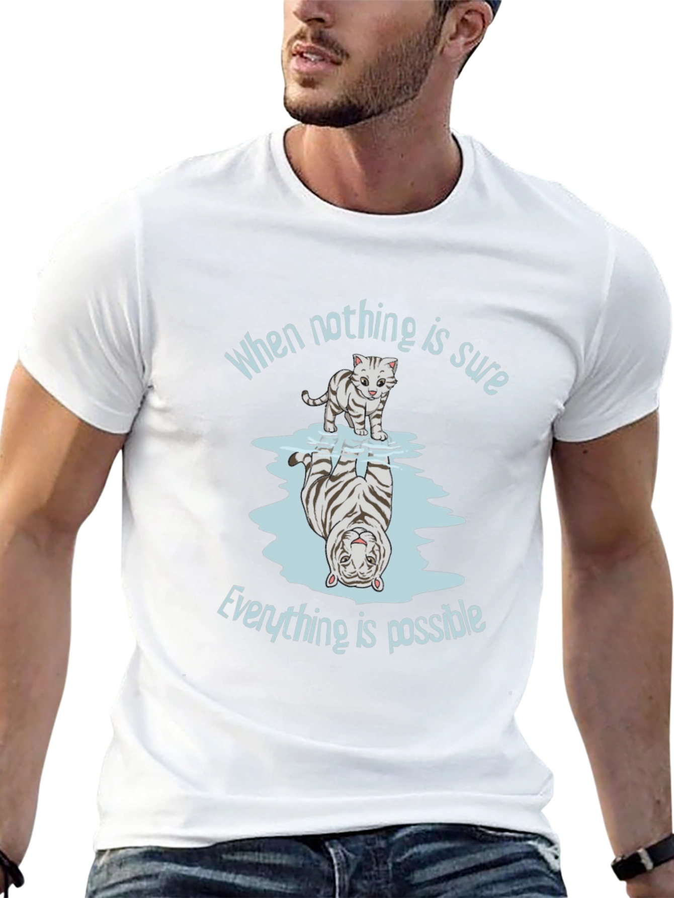 Cat Reflection Graphic Tee - When Nothing is Sure