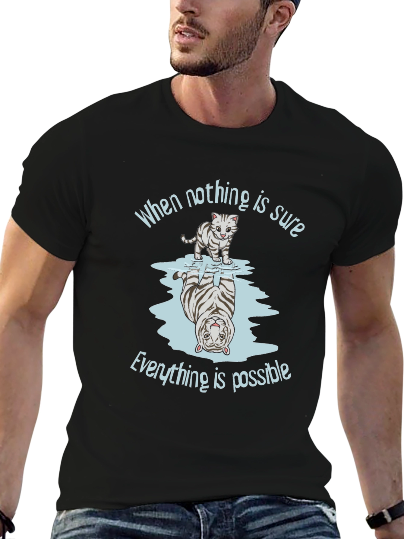 Cat Reflection Graphic Tee - When Nothing is Sure